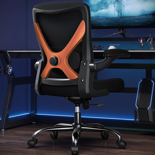 Ergonomic Office Chair - X-Shaped Computer Desk Chair Comfy, Gaming Chair, Office Chair with Lumbar Support, Mesh Office Chairs, Desk Chair for Long Hours(Black Orange)