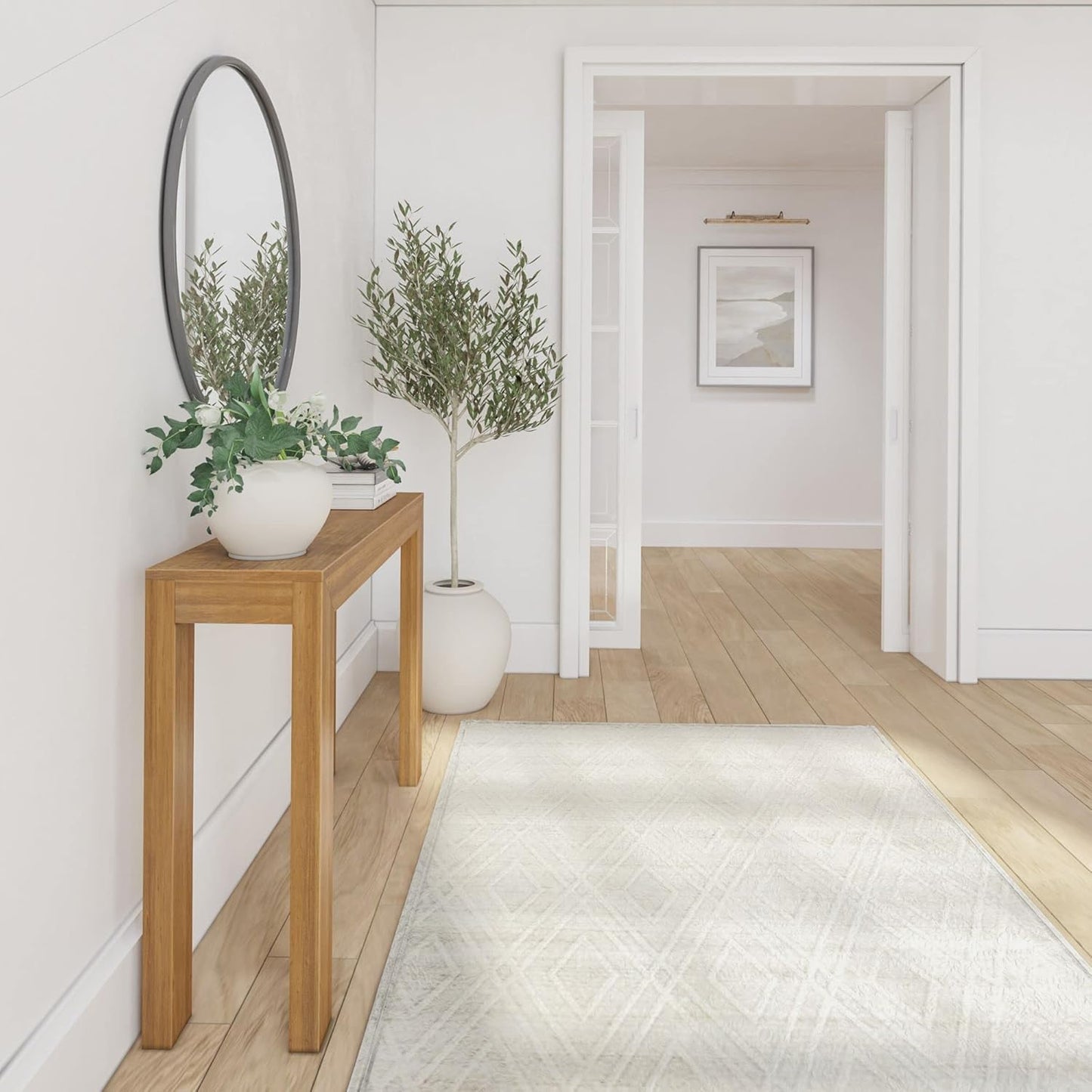 Plank+Beam Modern Solid Wood Console Table, 46.25 Inch, Sofa Table, Narrow Entryway Table for Hallway, Behind The Couch, Living Room, Foyer, Easy Assembly, Pecan