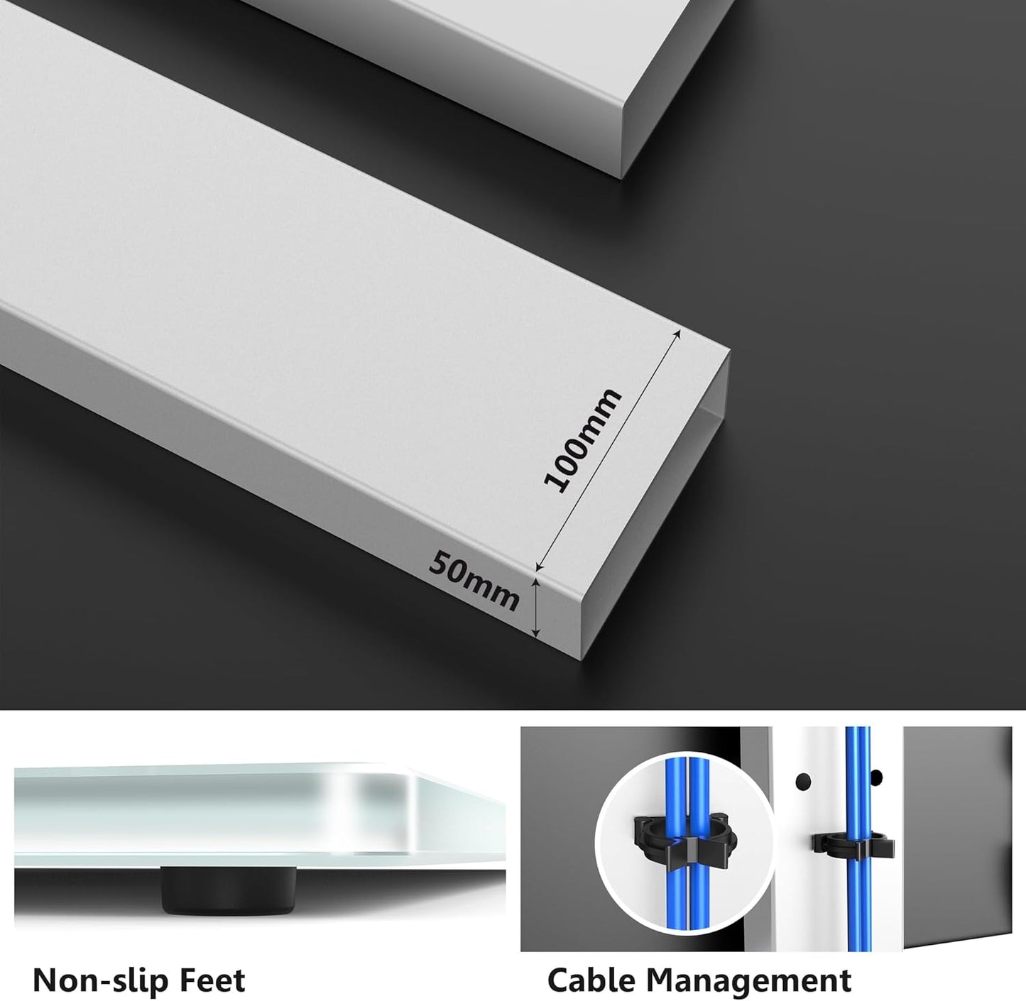 FITUEYES Universal TV Stand with Power Outlets for 50-85 inch TVs, Swivel&Height Adjustable Tall TV Stand for Bedroom Living Room, 27.5''Large Tempered Glass Base Holds up to 143 lbs, Ivory White