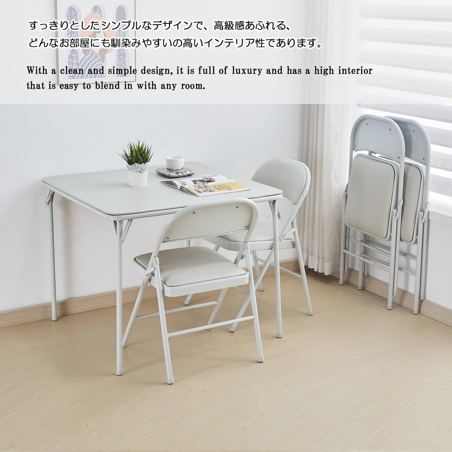 KAIHAOWIN 4-Pack Vinyl-Padded Folding Chair Metal Frame Heavy Duty Foldable Chair with Backrest&Padded Seats for Dining Meetings Wedding Events-White