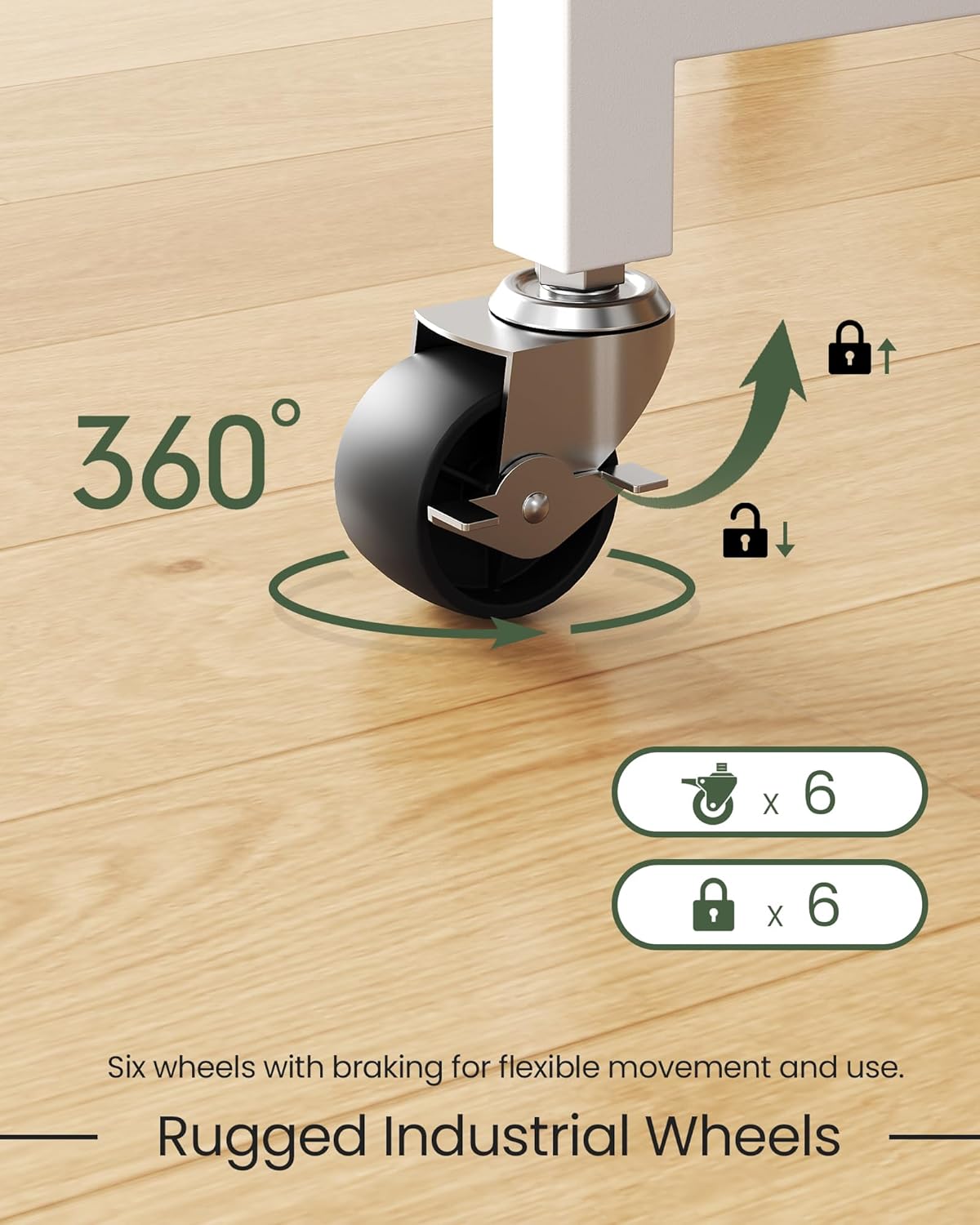 Folding Dining Table, Movable Dining Table, Kitchen Table for Small Space, Foldable and Expandable Desk Furniture with 6 Wheels, for Dining, Living Room, Apartment, White and Natural TCZ01WN