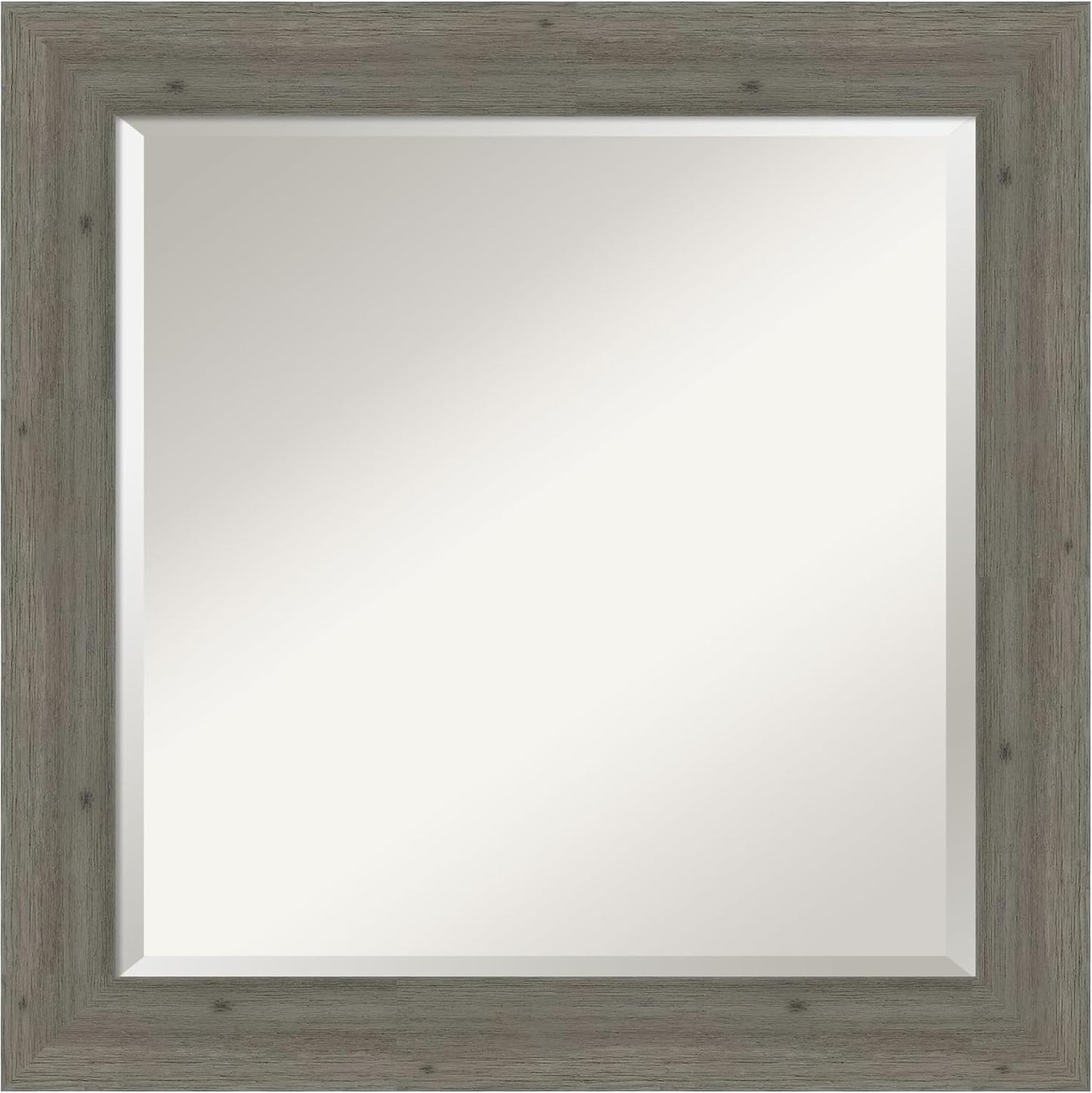 Amanti Art Grey Wall Mirror 25x25 Fencepost Grey Narrow Square Bathroom Mirror for Wall Decor Living Room, Medium Country Rustic Wood Frame, Hangs Horizonally and Vertically, Bathroom Decor, Beveled