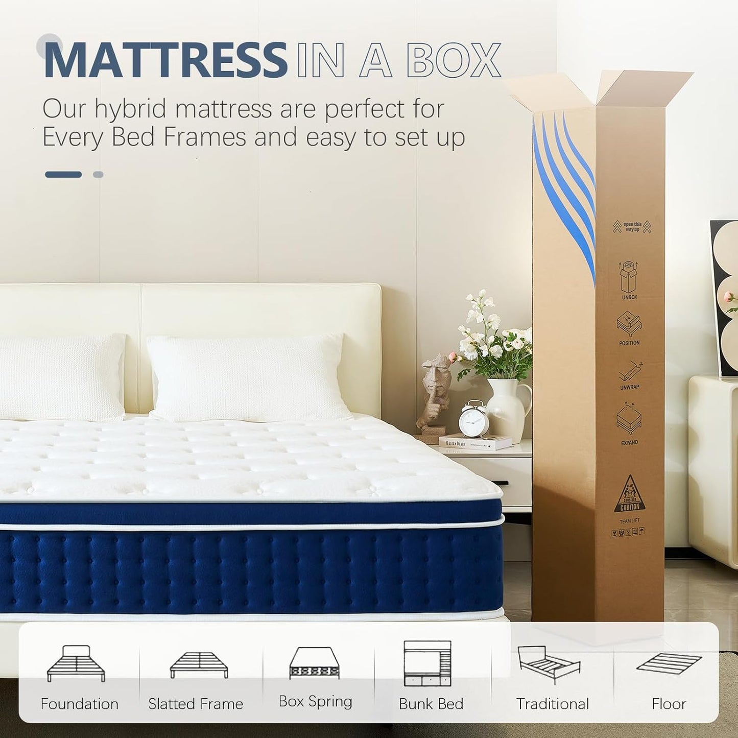 Full Size Mattress, 12 Inch Hybrid Full Mattress in a Box, Gel Memory Foam and Pocket Coils Innerpring Mattresses, Cooler Sleep with Pressure Relief and Support, 54"*75"*12"
