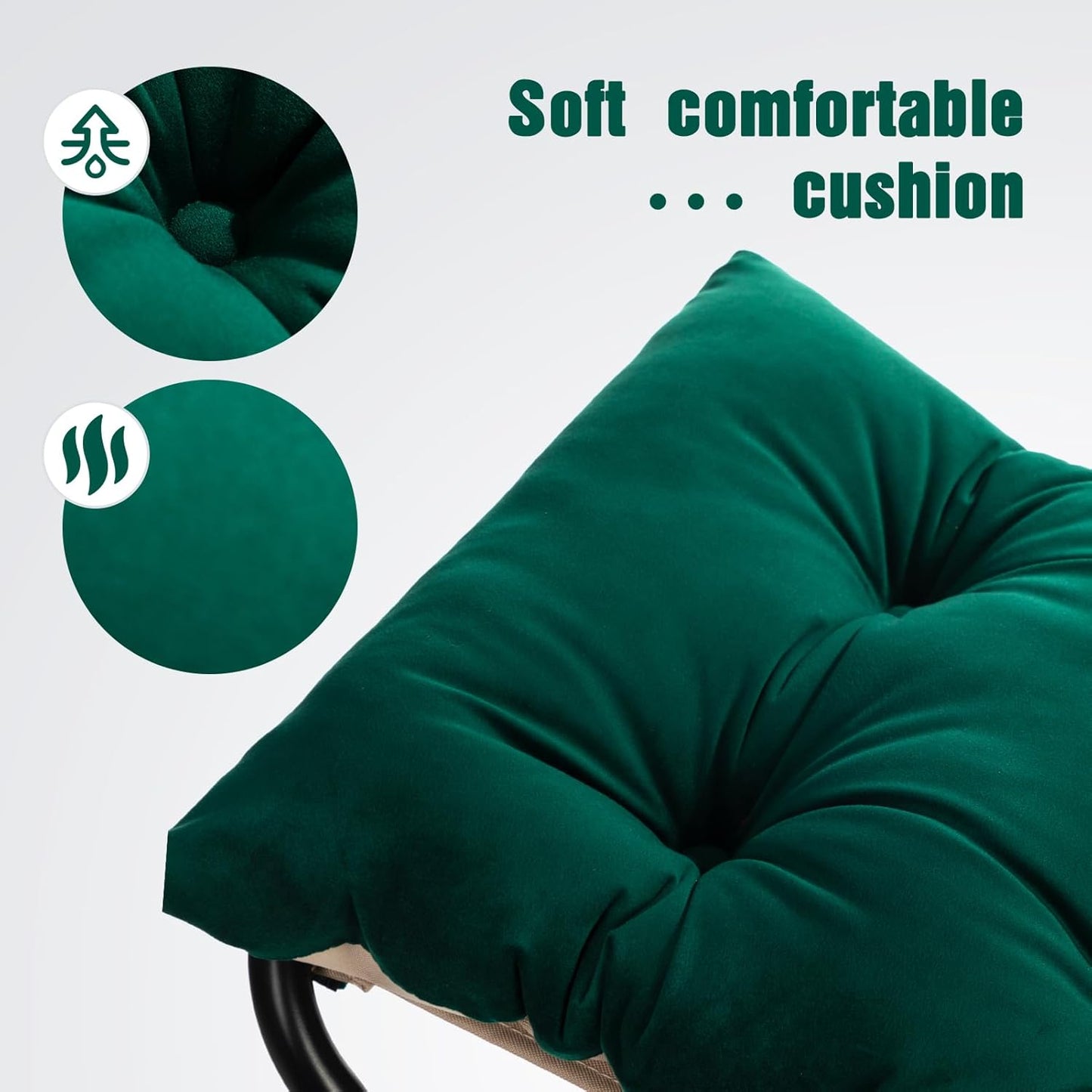 HollyHOME 15"(H) Folding Footrest Stool, Upholstered Small Foldable Ottoman, Accent Padded Sofa Foot Stool for Lazy Chair, Metal Frame Portable Foot Rest Ottoman for Home, Living Room, Bedroom, Green