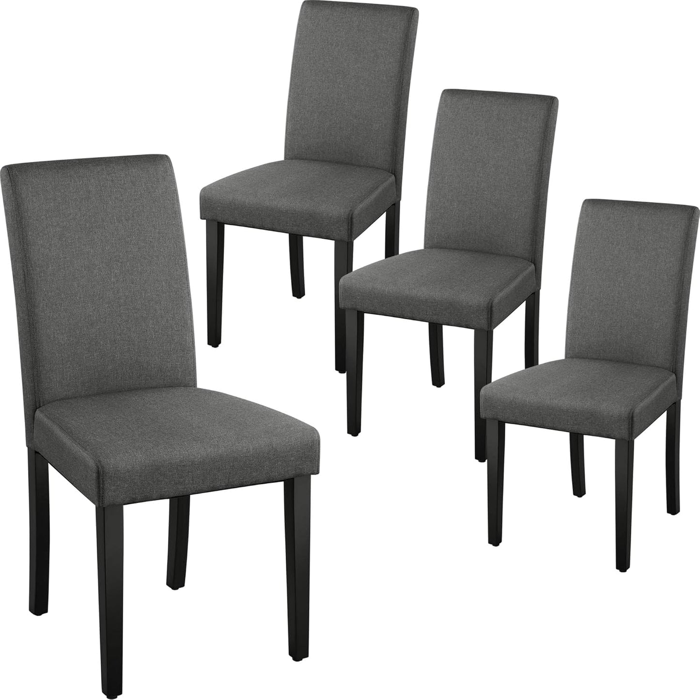 Yaheetech Dining Chairs Set of 4 Fabric Parson Upholstered Kitchen Chairs with Padded Seat and Solid Wood Legs for Dining Room/Restaurant, Armless Design, Dark Grey