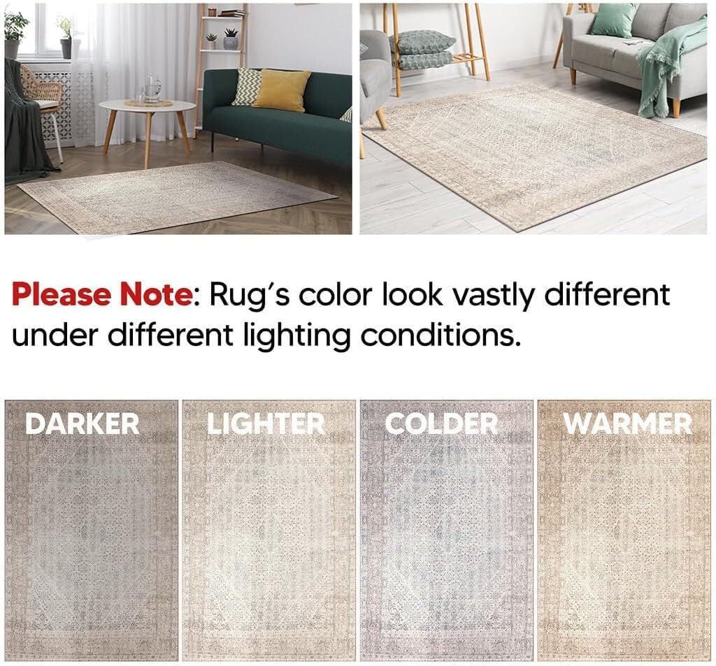 Keen Home Design 2x7 Rug - Machine Washable Runner Rug with Non-Slip Backing, Ideal for Hallway, Entryway, Kitchen, Laundry Room - Vintage, Easy Clean, Durable, Low Pile Rug - (2'6" x 7')