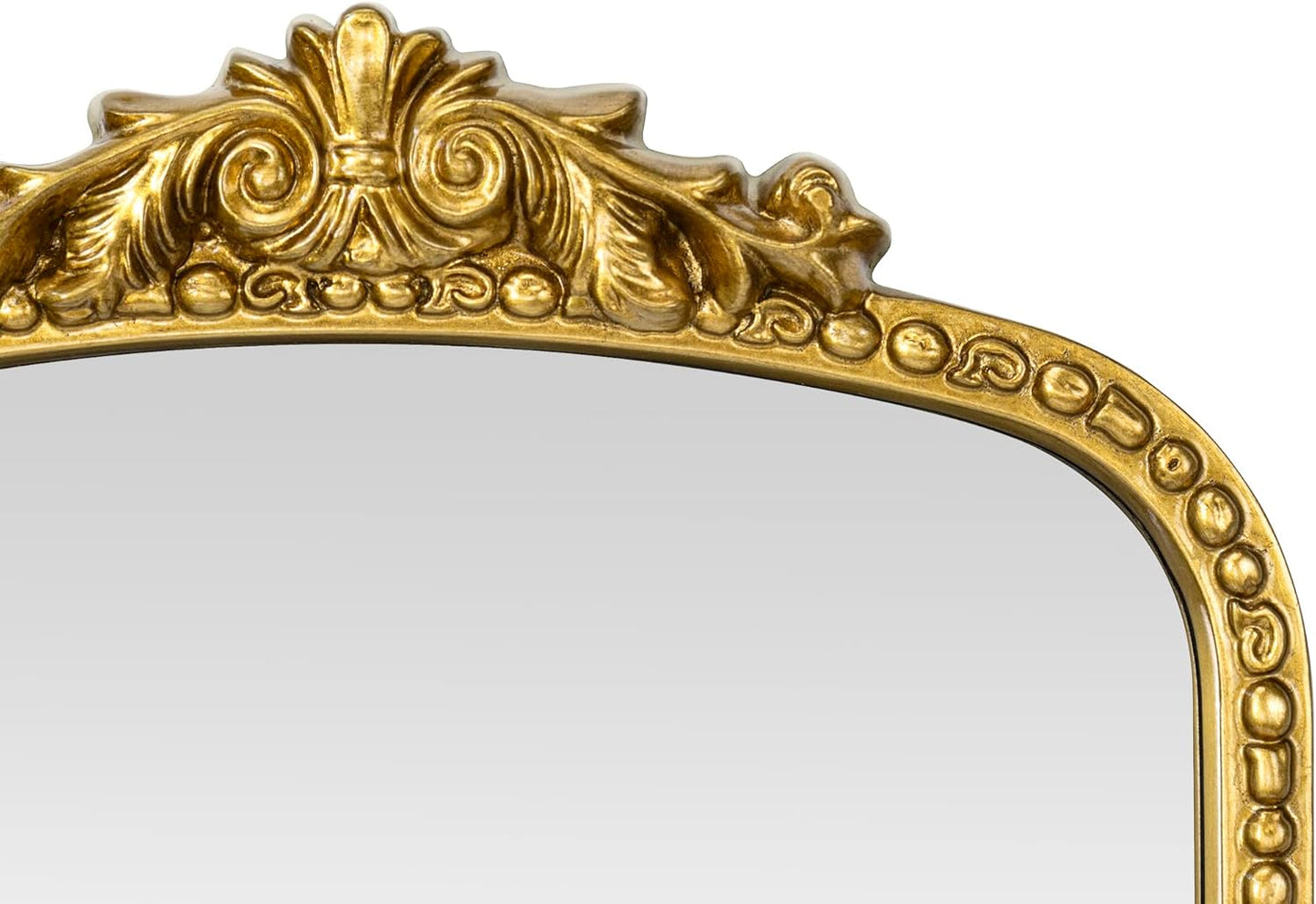 30x45'' Antiqued Gold Ornate Arched Mantel Baroque Inspired Dresser Mirror