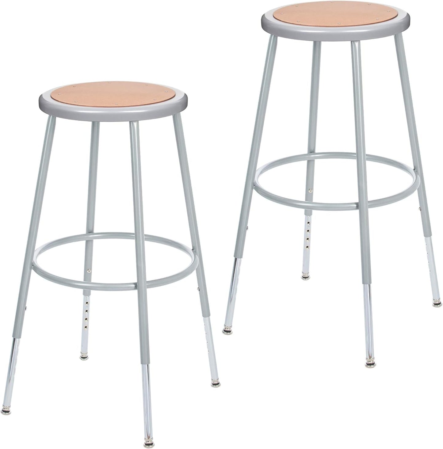 OEF Furnishings (2 Pack Height Adjustable Steel Stools, Grey, 25-33"