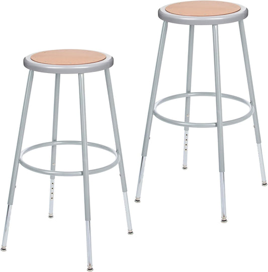 OEF Furnishings (2 Pack Height Adjustable Steel Stools, Grey, 25-33"