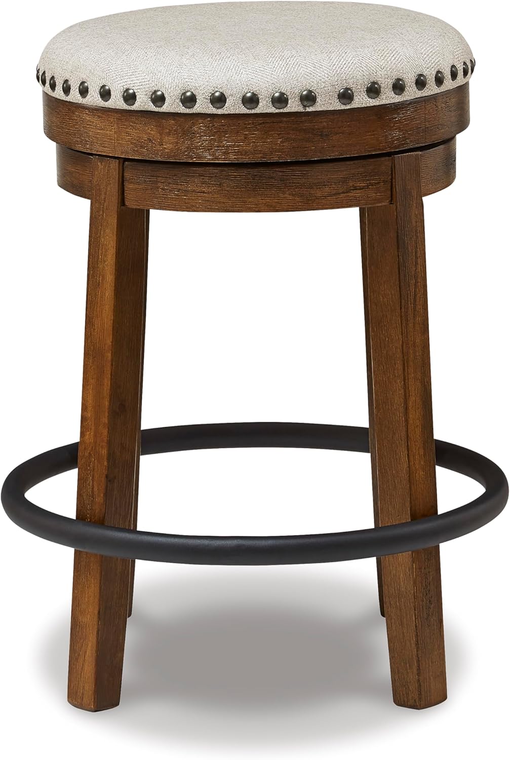 Signature Design by Ashley Valebeck 24" Counter Height Upholstered Swivel Stool, Brown & Black