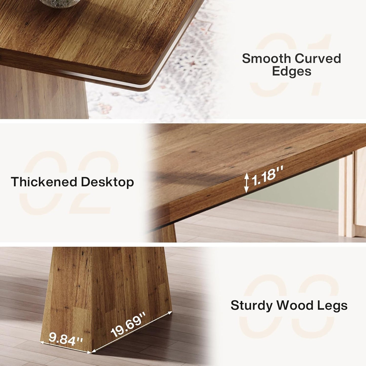 Tribesigns 63-Inch Executive Desk, Large Office Computer Desk with Double Pedestal, Modern Simple Workstations Writing Table Conference Table Business Furniture for Home Office, Light Brown