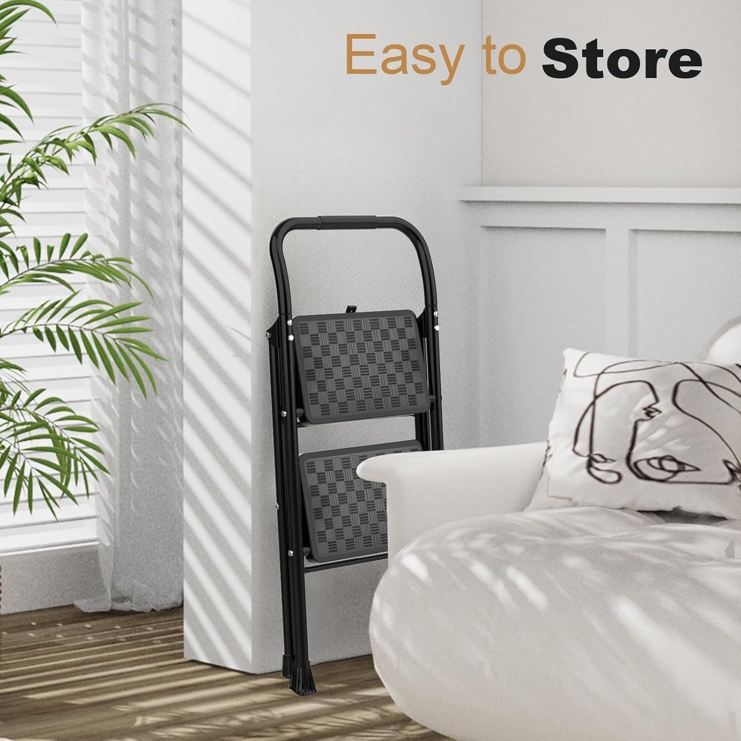 HBTower 2 Step Ladder, Step Stool for Adults,2 Step Ladder Folding Step Stool with Wide Pedal Ergonomic Design