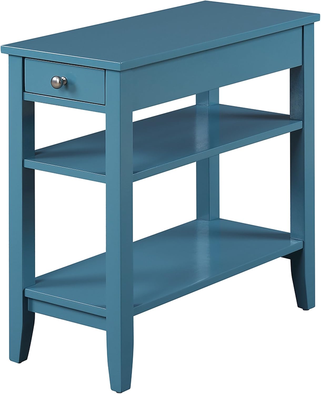 Convenience Concepts American Heritage Chairside End Table with Drawer 23.5" - Classic Living Room Table with Storage Shelf, Bedroom Nightstand, Blue