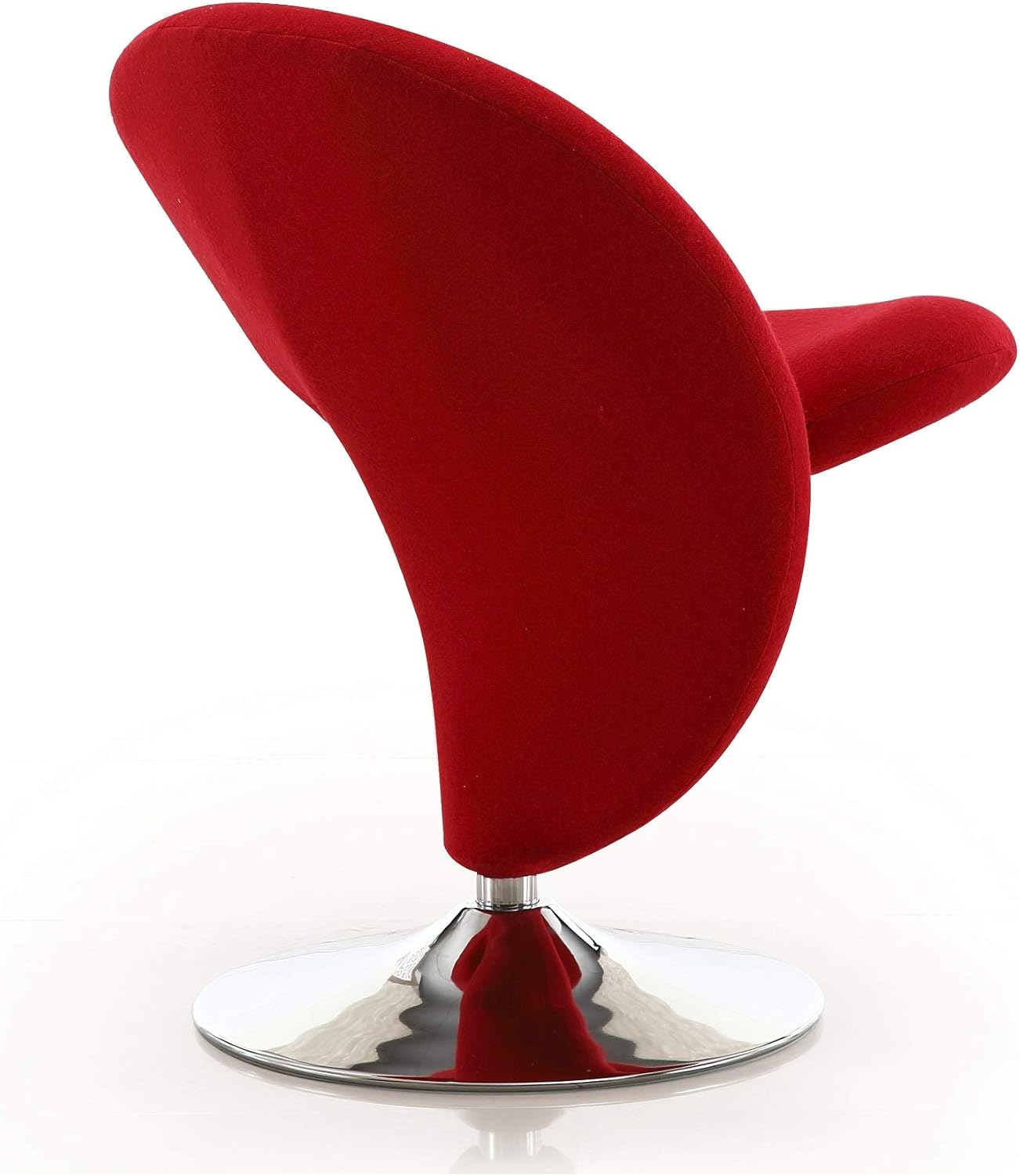 Manhattan Comfort Curl Swivel Accent Chair Set of 1 with 360° Turn, Fully Assembled, Upholstered in Wool Blend, Modern Ergonomic Design with Polished Chrome Base, Set of 1, Red