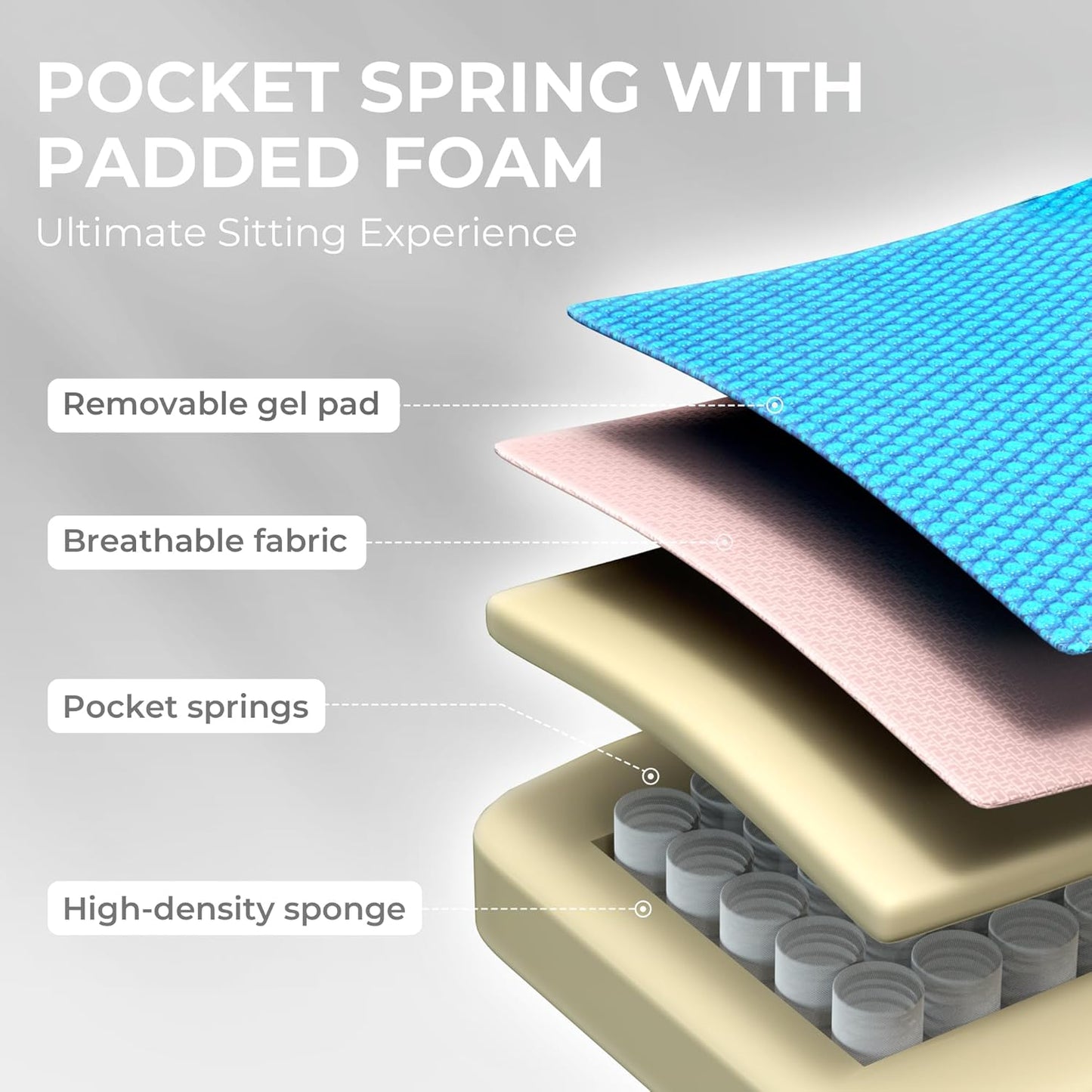 Dowinx Gaming Chair Breathable Fabric Game Chair with Gel Pad and Storage Bag, Comfortable Gamer Chair with Pocket Spring Cushion, Ergonomic Computer Chair with Footrest, Pink