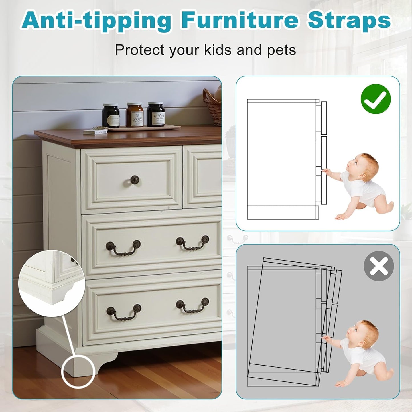 47.2" Farmhouse Sideboard Buffet Cabinet with Storage, Kitchen Buffet Storage Cabinet with 7 Drawers, Modern Wood Accent Sideboard for Living Room, Kitchen, Hallway(Antique Brown+White)