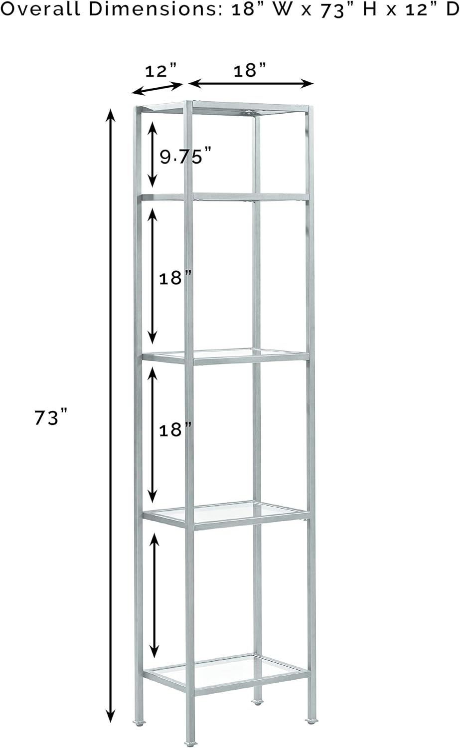 Crosley Furniture Aimee Narrow Bookshelf with Glass Shelves, Bookcase Storage, Gold and Glass