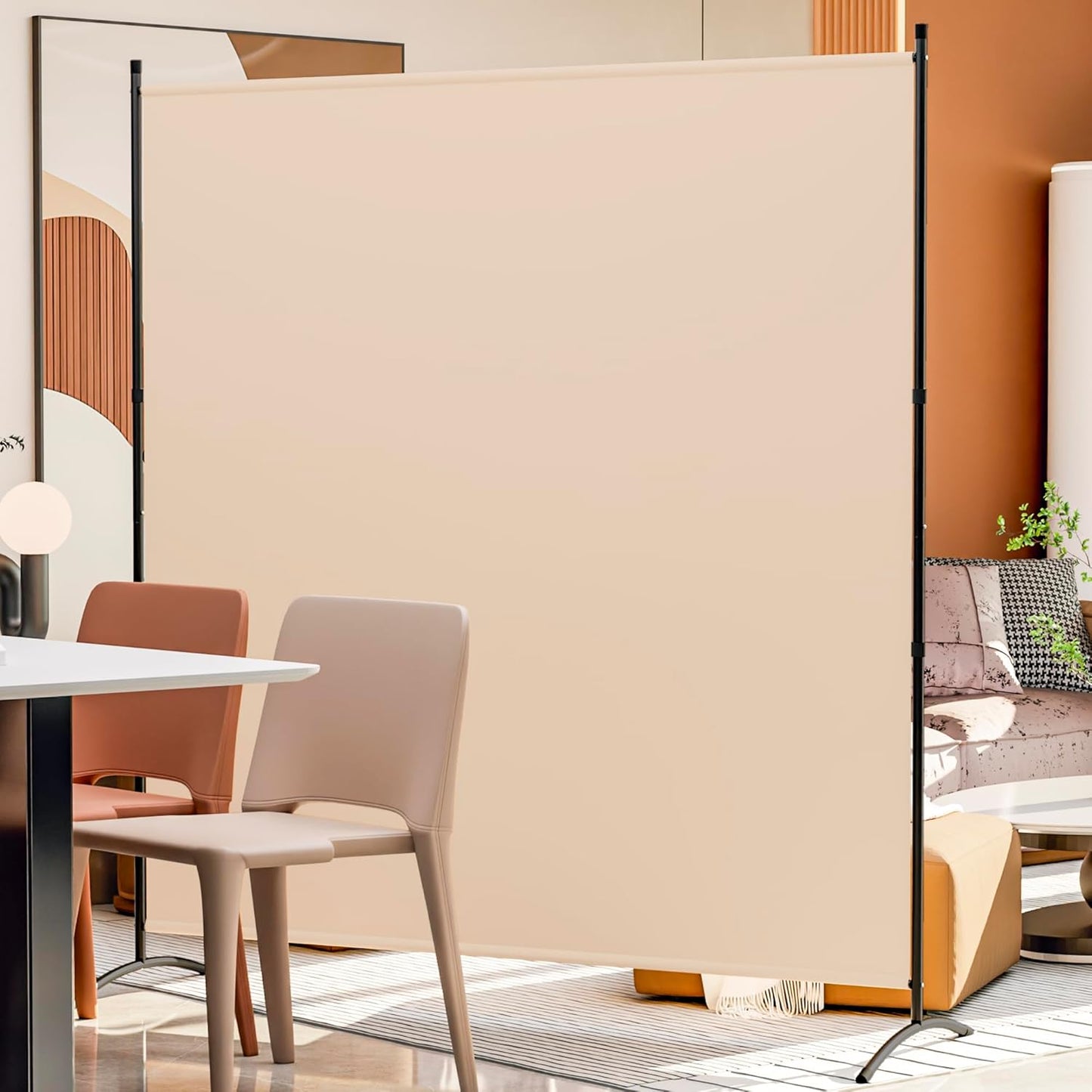 Room Divider Folding Privacy Screens, Portable Room Divider Panel 3 Panel Partition Room Dividers Screen Freestanding Room Partitions and Dividers Fabric Dividers for Room Separation (Beige, 1 Panel)