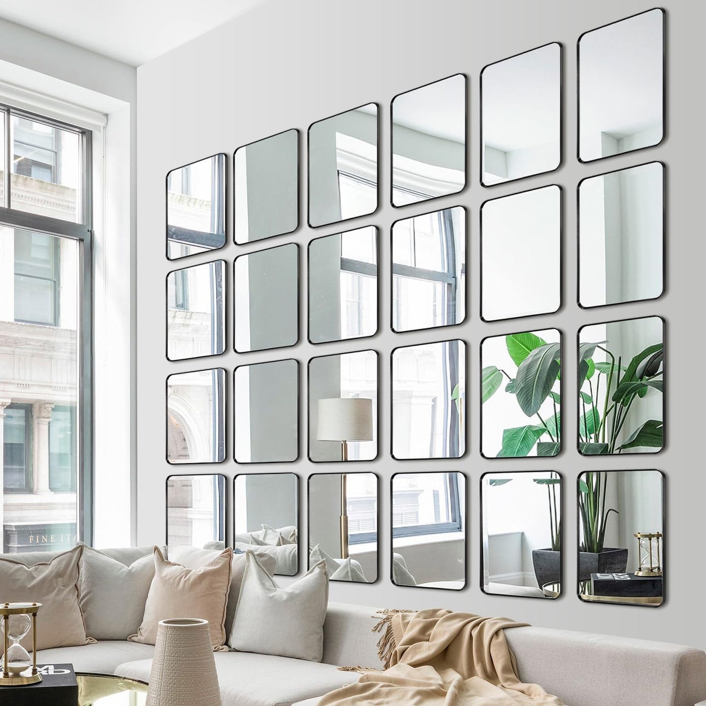 Wall Mount Small Mirror, Brushed Black Metal Framed Rounded Corner Rectangular Makeup Mirror for Bathroom, Bedroom, Living Room (12" x 16",Black)