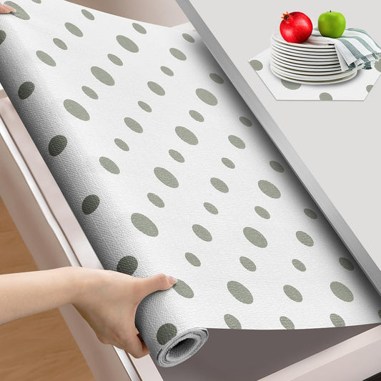 Beautysaid Shelf and Drawer Liner for Kitchen Cabinet, Non Adhesive Non Slip Shelf Paper Waterproof Washable Thickened for Dresser Pantry Shelve Bathroom Protector Liner(Polka Dot,12 in x 30 FT)