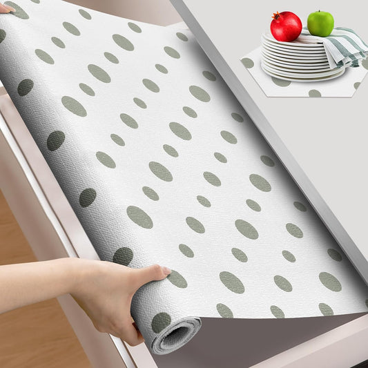Beautysaid Shelf and Drawer Liner for Kitchen Cabinet, Non Adhesive Non Slip Shelf Paper Waterproof Washable Thickened for Dresser Pantry Shelve Bathroom Protector Liner(Polka Dot,12 in x 10 FT)