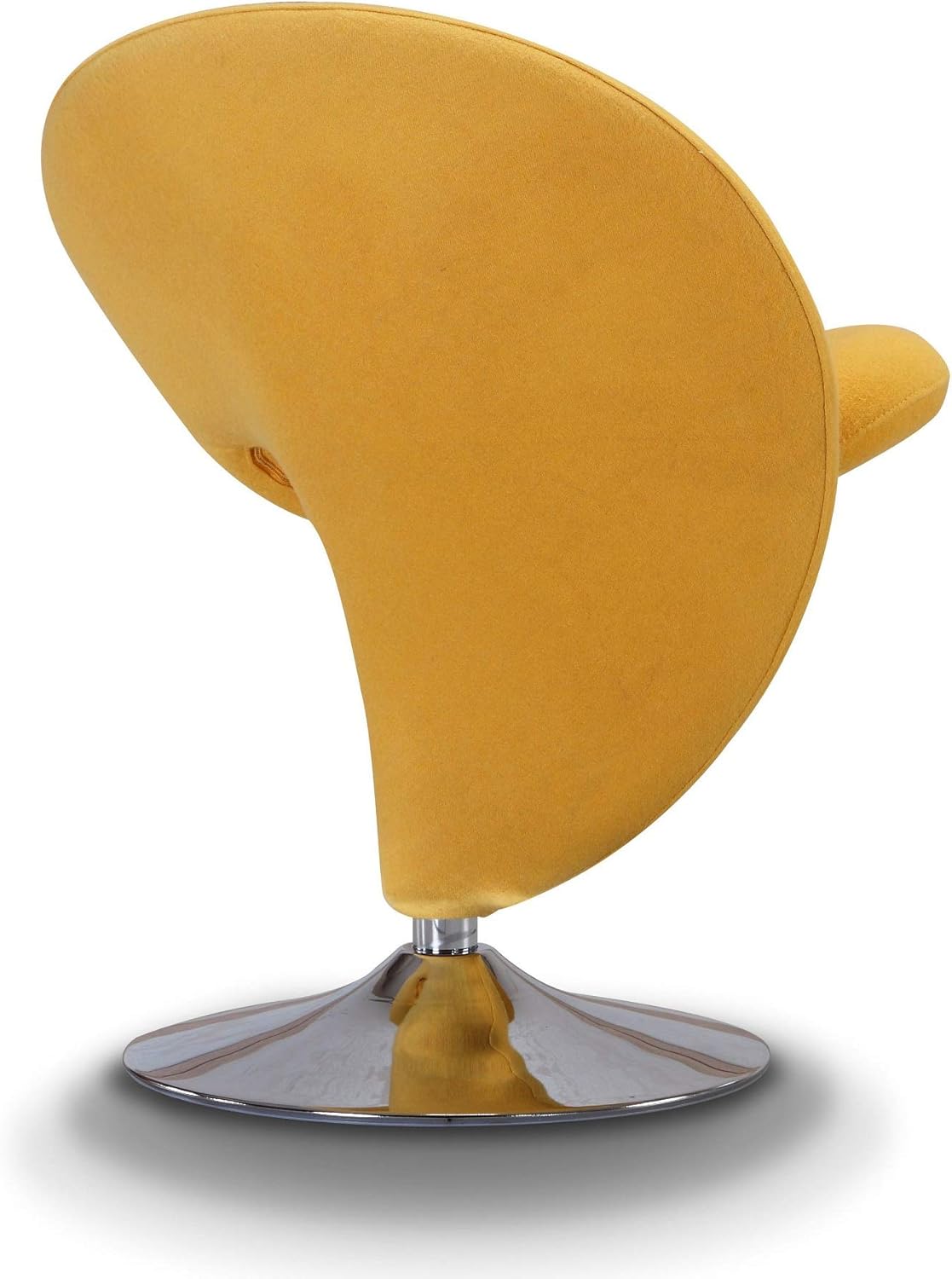 Manhattan Comfort Curl Swivel Accent Chair with 360° Turn, Fully Assembled, Upholstered in Wool Blend, Modern Ergonomic Design with Polished Chrome Base, Living Room & Office, Set of 1, Yellow