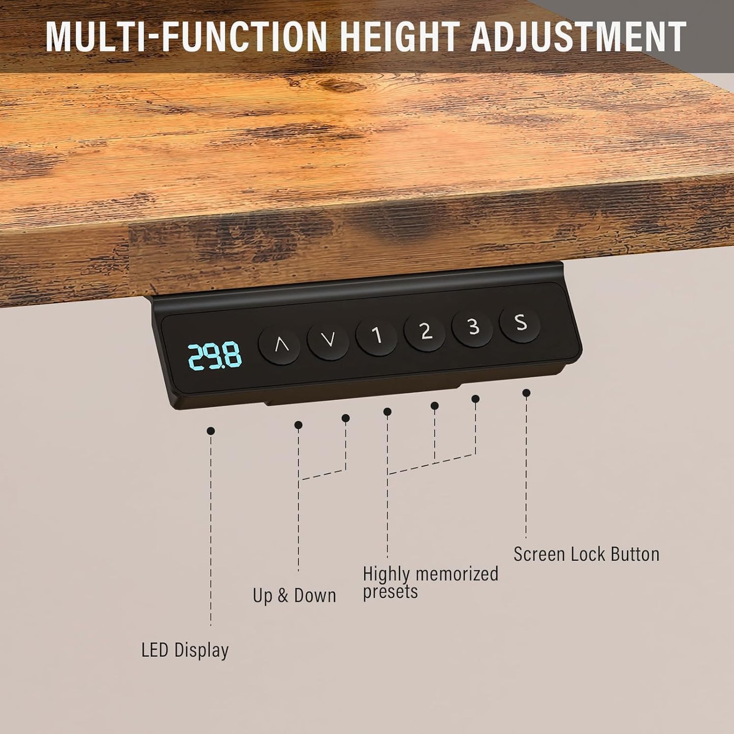 48x30 Inch Electric Standing Desk with Drawers & Widen Desktop, Thickened Desk Frame, Adjustable Height Sit Stand Up Table, Home Office Computer Desk with Cable Management, Rustic Brown