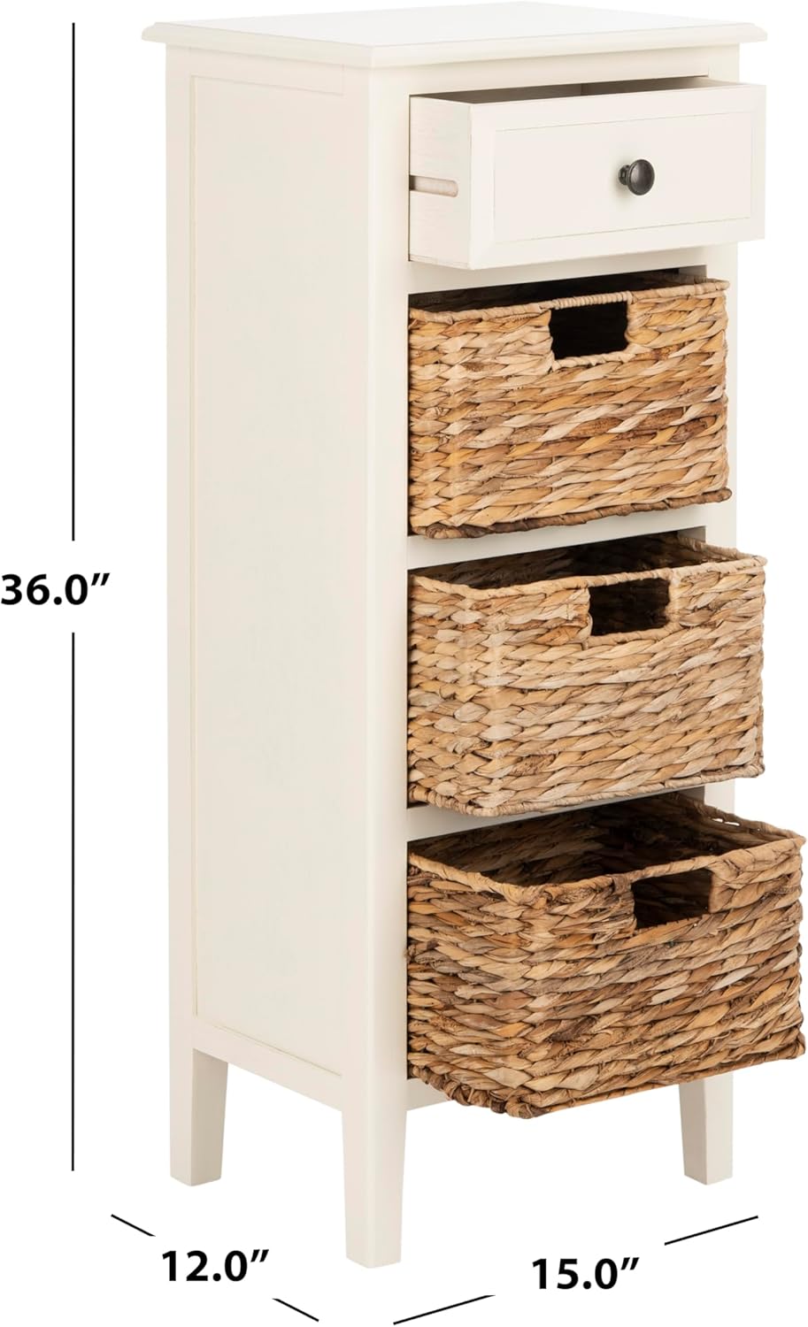 Safavieh American Homes Collection Michaela Side Table, 15" x 11.8" x 35.8", Distressed White