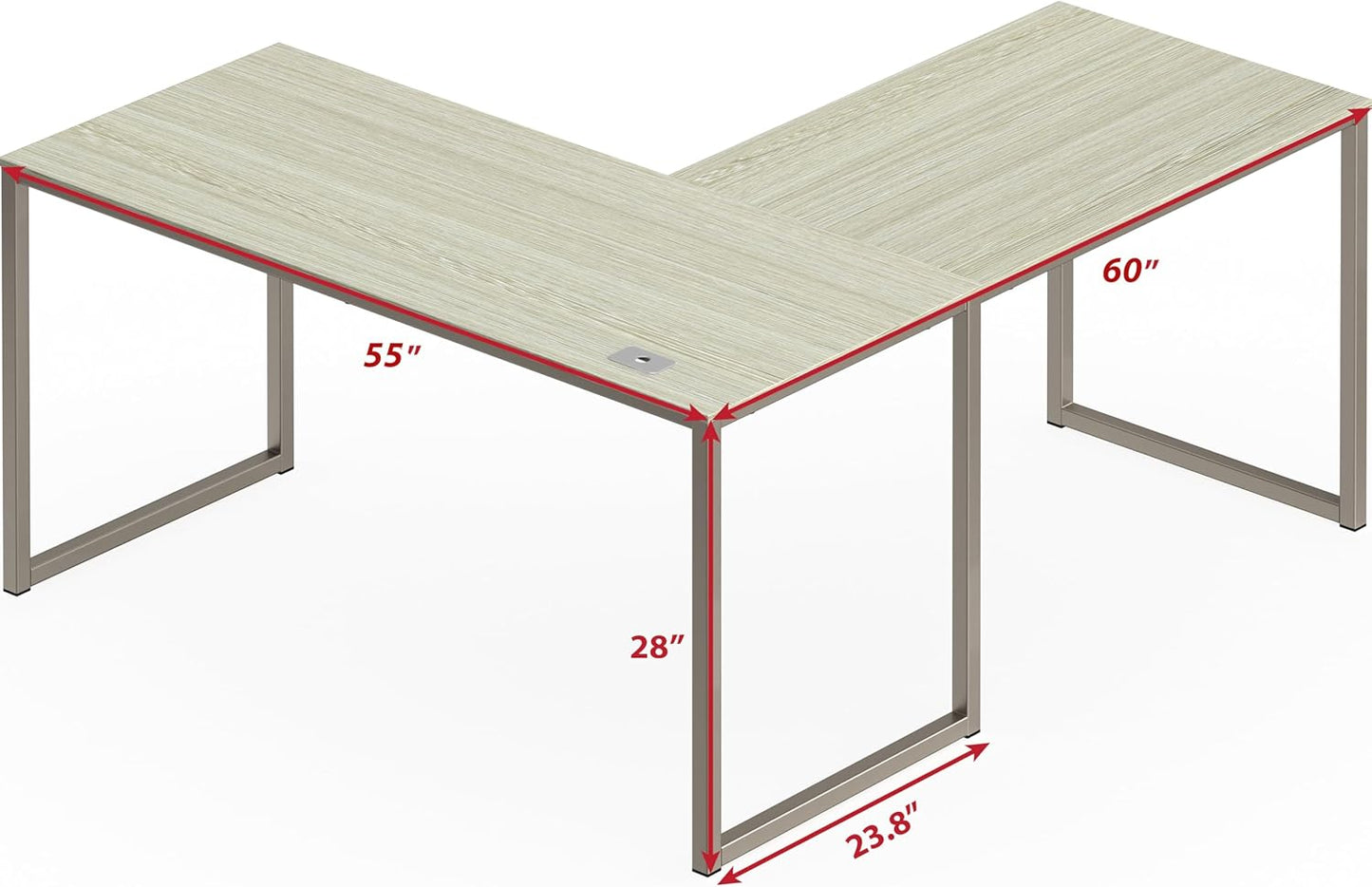 SHW Mission 55 x 60 Inches L-Shape Home Office Computer Desk, Maple
