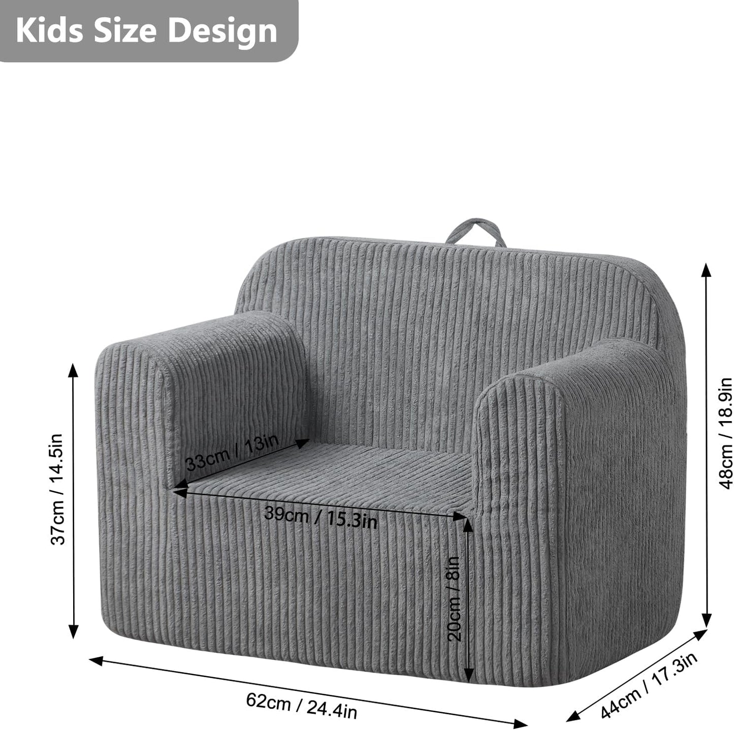 Getifun Foam Kids Sofa Chair, Comfy Toddler Couch,Soft Toddler Armchair for Boys and Girls (Gray)