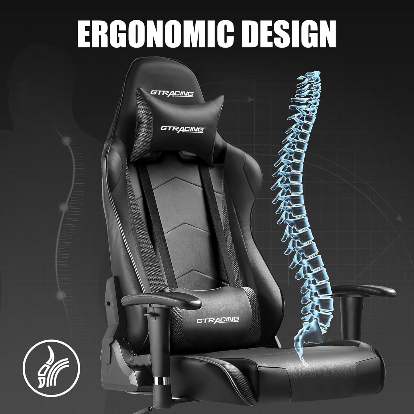 GTRACING Gaming Chair Racing Office Computer Ergonomic Video Game Chair Backrest and Seat Height Adjustable Swivel Recliner with Headrest and Lumbar Pillow Esports Chair (Colorful)