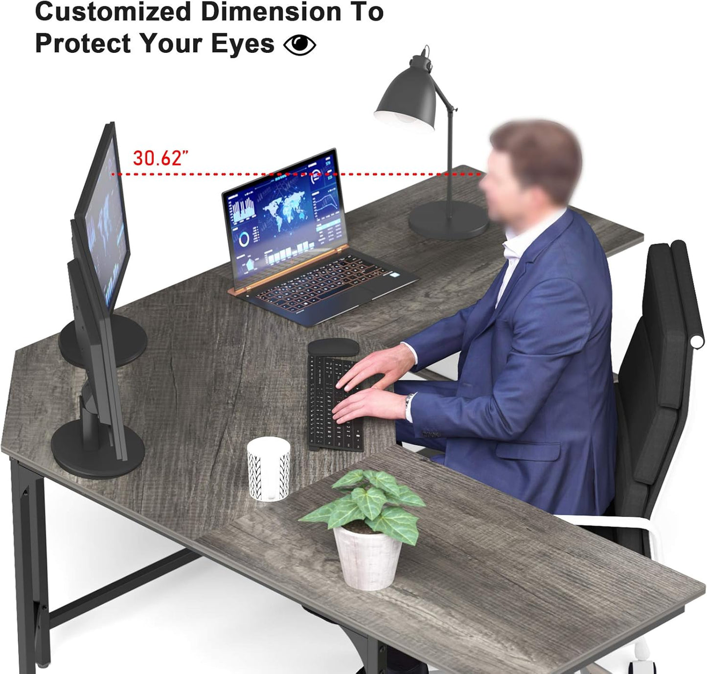 Teraves Modern L Shaped Desk with Shelves,64.84" Gaming Computer Desk for Home Office,Corner Desk with Desktop (Black Oak+Black Frame, Large+4 Tier Shelves)