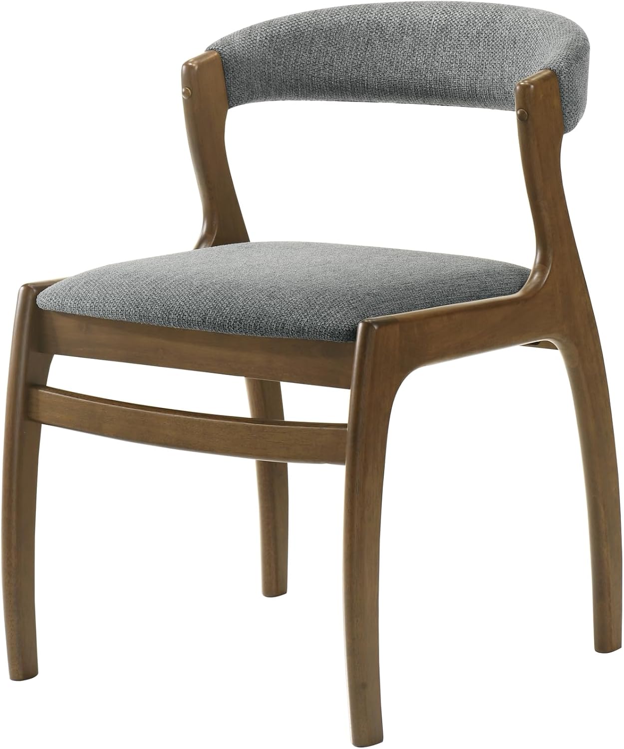 Armen living Ileena Mid-Century Modern 7-Piece Wood Dining Set in Walnut with Tempered Glass Top