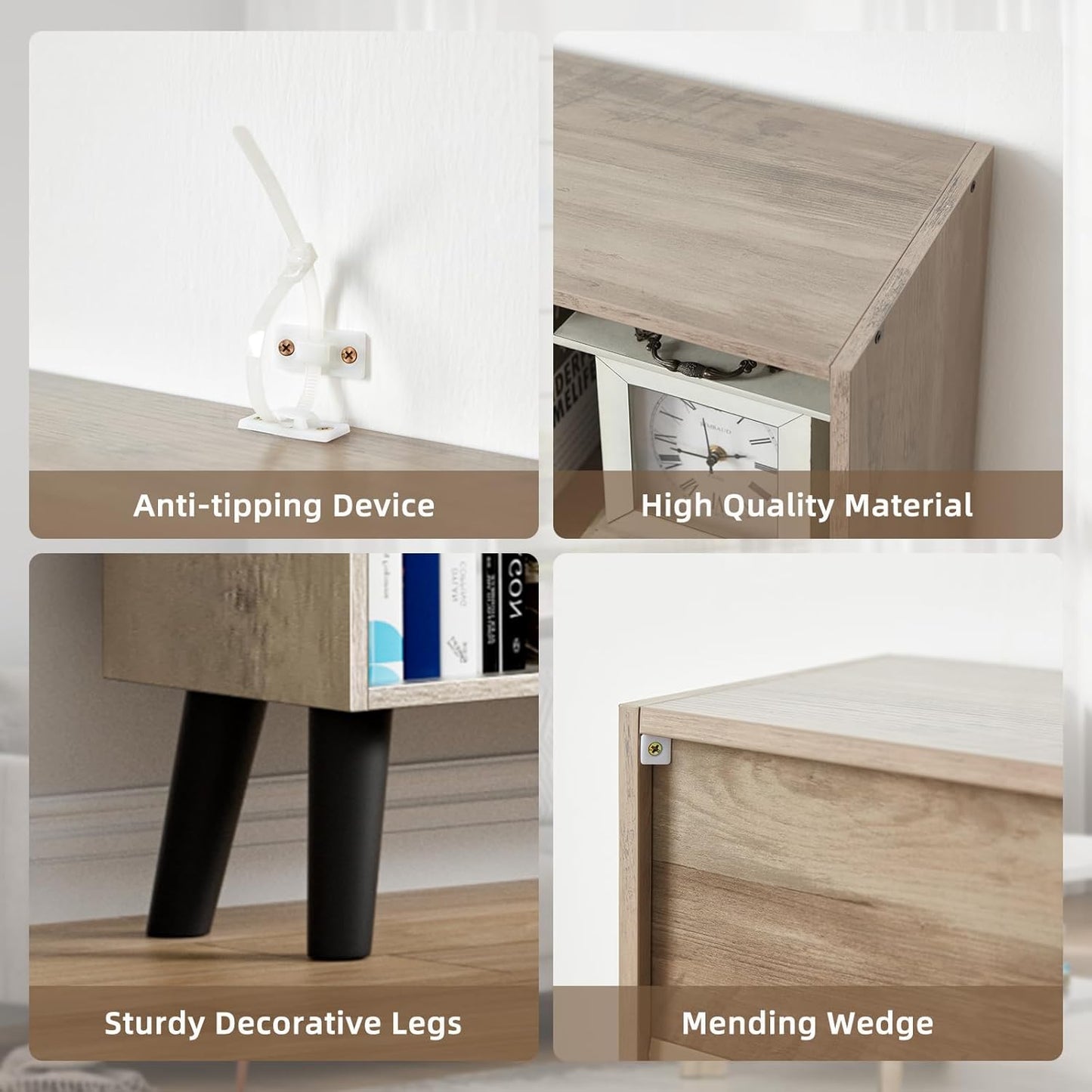 LEYAOYAO 7 Cube Bookshelf, 3 Tier Modern Bookcase with Legs, Mid-Century Modern Wood Book Shelves Storage, Retro Grey Book Case, Freestanding Organizer Display Shelf for Bedroom,Living Room,Office