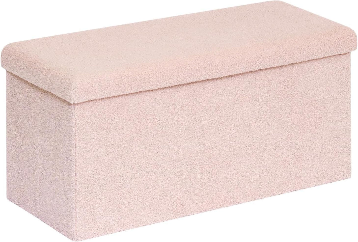 30.1" Storage Ottoman Bench - Foldable Foot Rest Stool Bedroom Bench for Living Room, Entryway-Pink