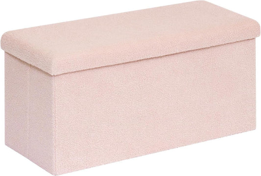 30.1" Storage Ottoman Bench - Foldable Foot Rest Stool Bedroom Bench for Living Room, Entryway-Pink