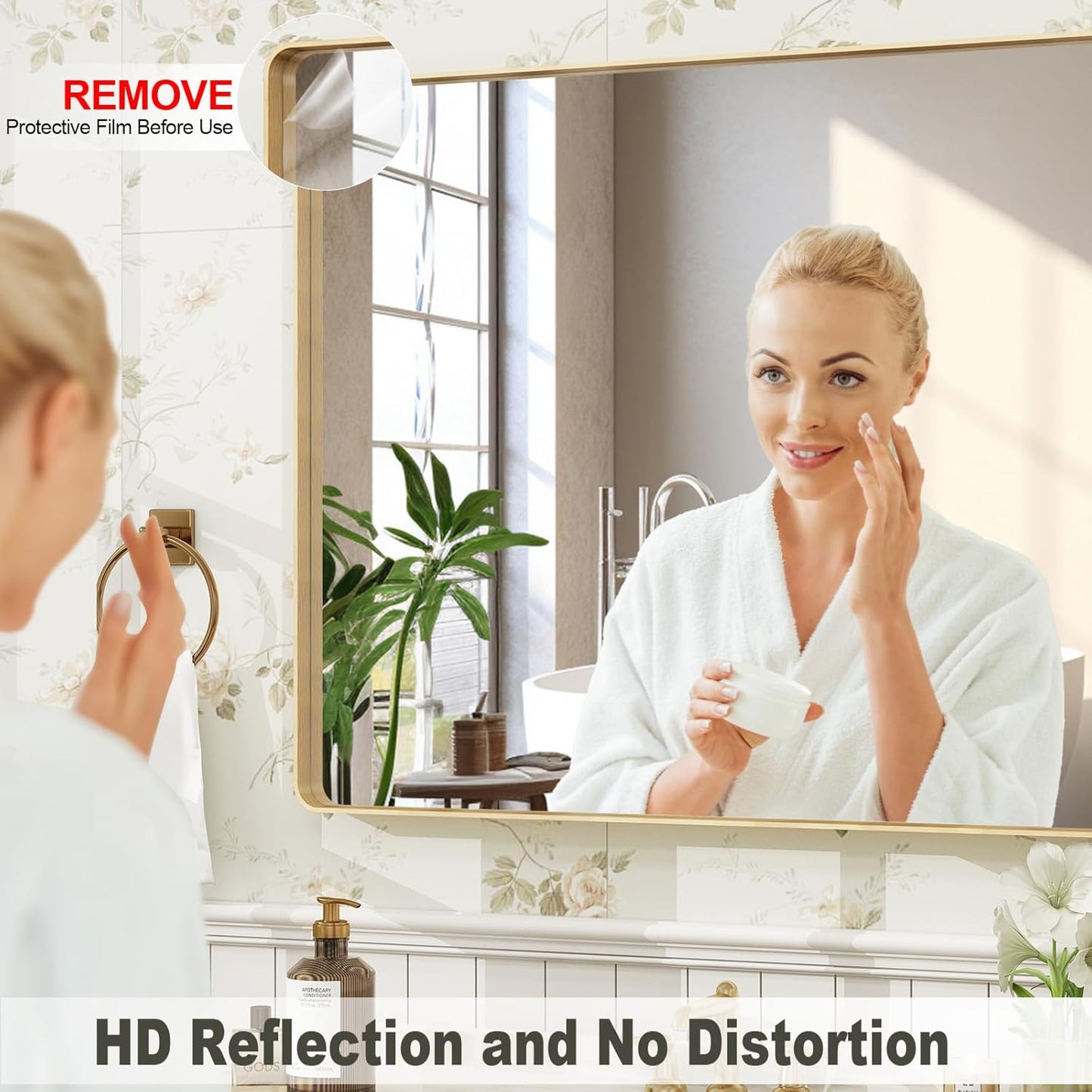 20x30 Inch Gold Framed Bathroom Mirror, Rectangle Brushed Gold Metal Vanity Mirror, Gold Mirror for Wall, Rounded Corner, Tempered Glass, Anti-Rust, Shatterproof (Horizontal/Vertical)