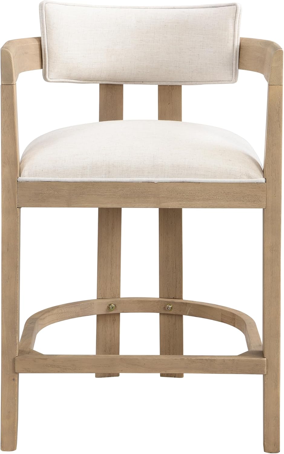 Christopher Knight Home Set of 2 Ryland Modern 26" Counter Height Bar Stools, Fabric Upholstered Counter Stools,Wooden Kitchen Island Armchair with Footrest, Round Backrest, Soft Seating,Beige+Natural