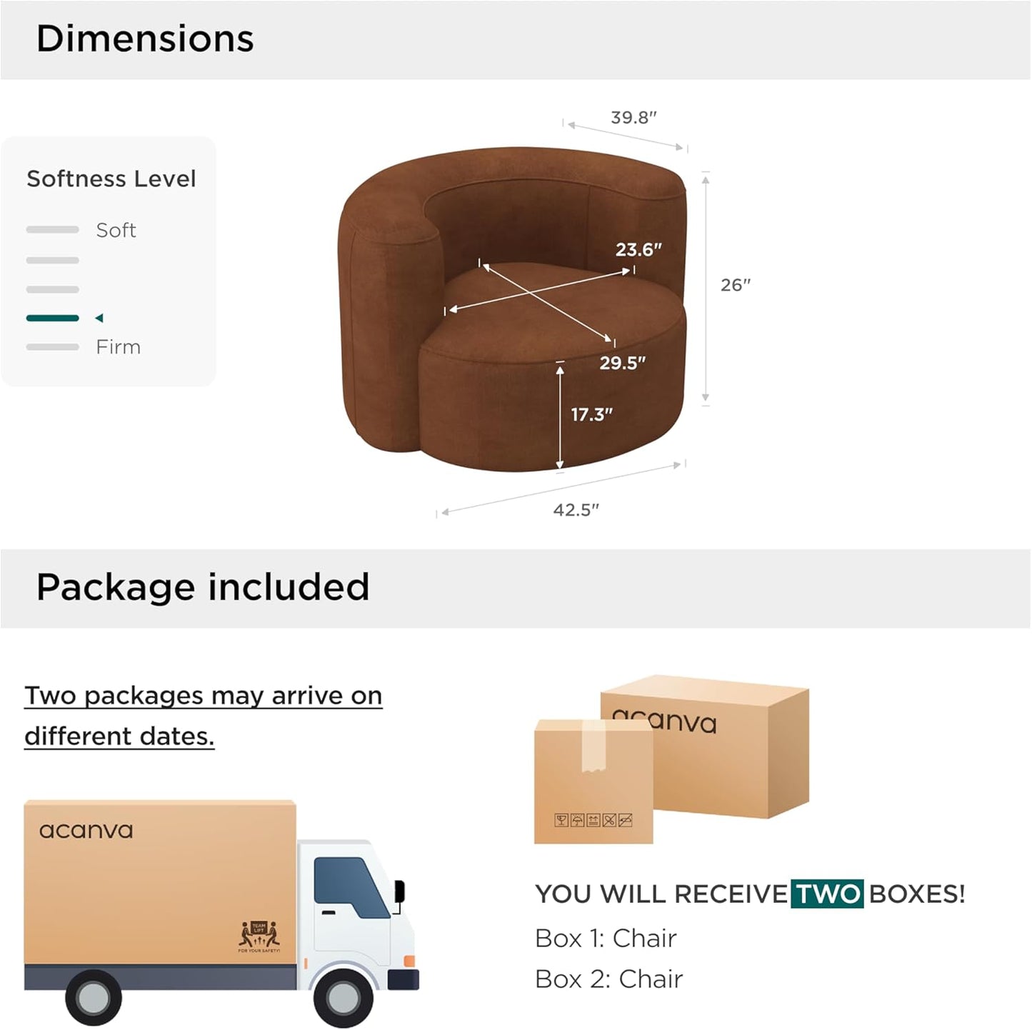 Acanva Luxury Modern Tight Curved Back Velvet Sofa, Minimalist Style Comfy Couch for Living Room Apartment Reception Space, Tangerine Single Chair