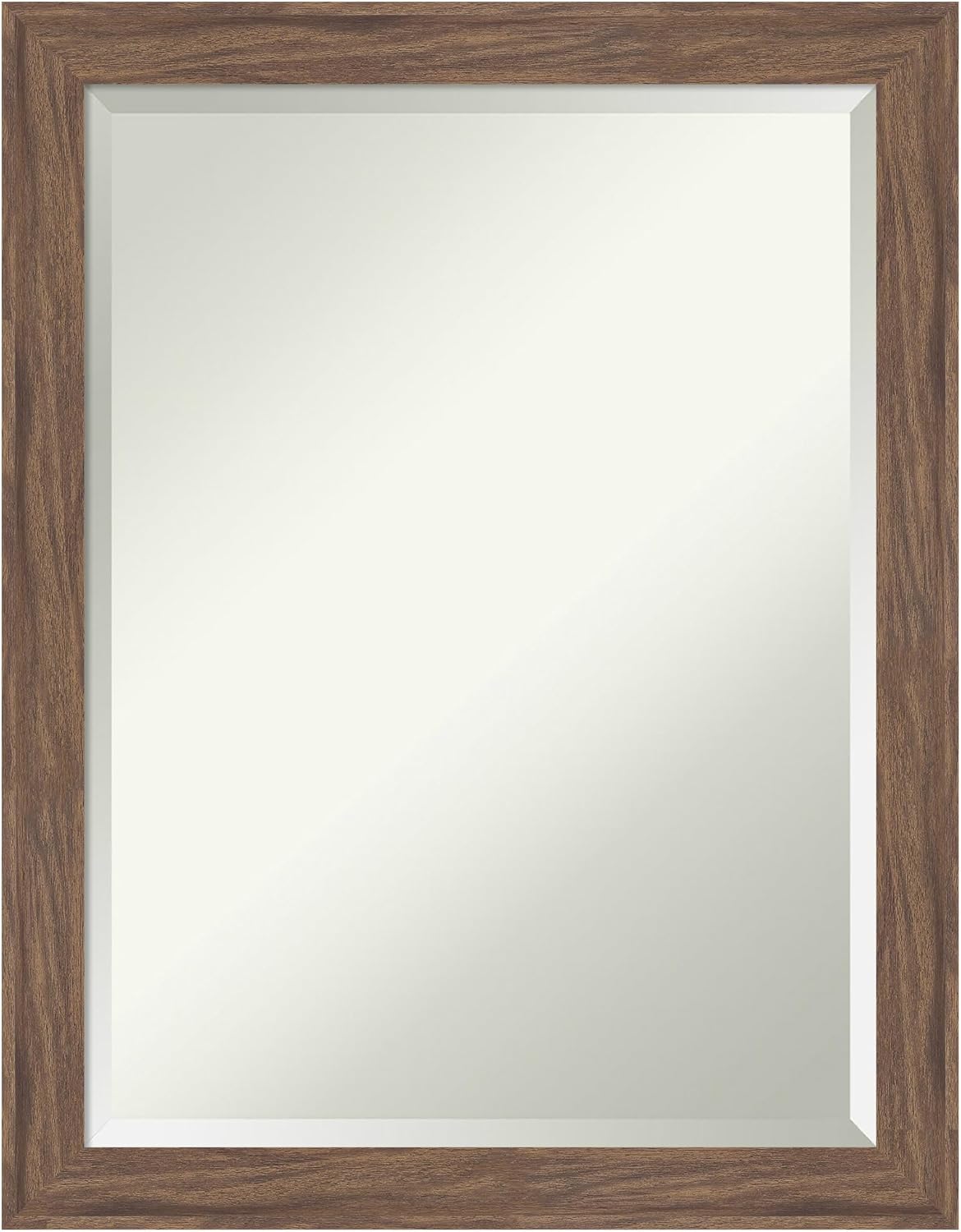 Amanti Art Brown Wall Mirror 27x21 Pia Medium Brown Narrow Rectangle Bathroom Mirror for Wall Decor Living Room, Medium Casual Frame, Hangs Horizonally and Vertically, Bathroom Decor, Beveled Edge