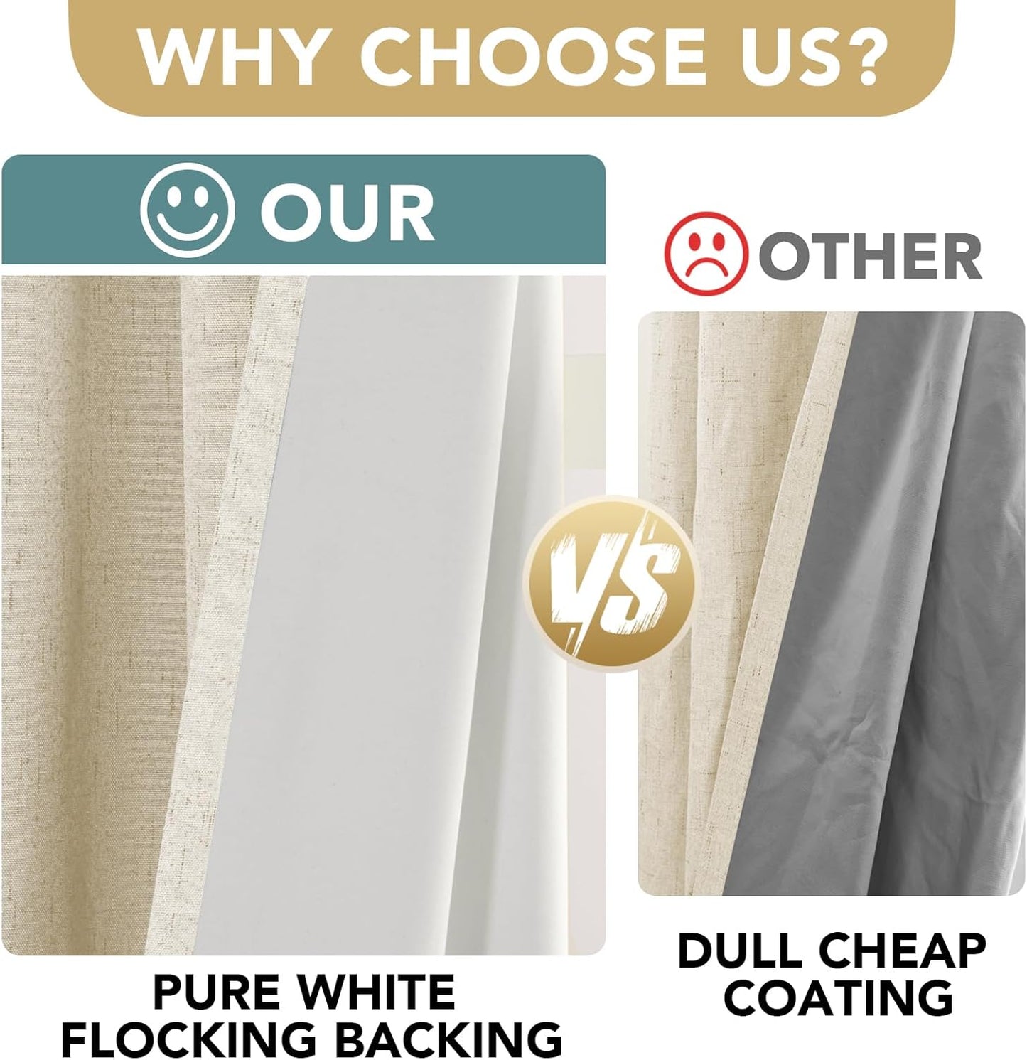 H.VERSAILTEX Linen Blackout Curtains Durable Thick Textured Linen Look 100% Blackout Patio Door Curtain Anti Rust Grommet Extra Wide Sliding Door Curtain Panel, Bleached Sand, W100 x L84 inch