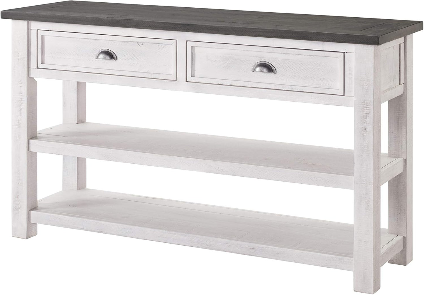 Martin Svensson Home Monterey Solid Wood Sofa Console Table White with Grey Top