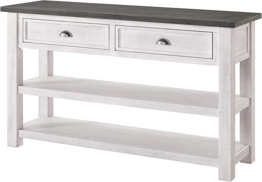 Martin Svensson Home Monterey Solid Wood Sofa Console Table White with Grey Top