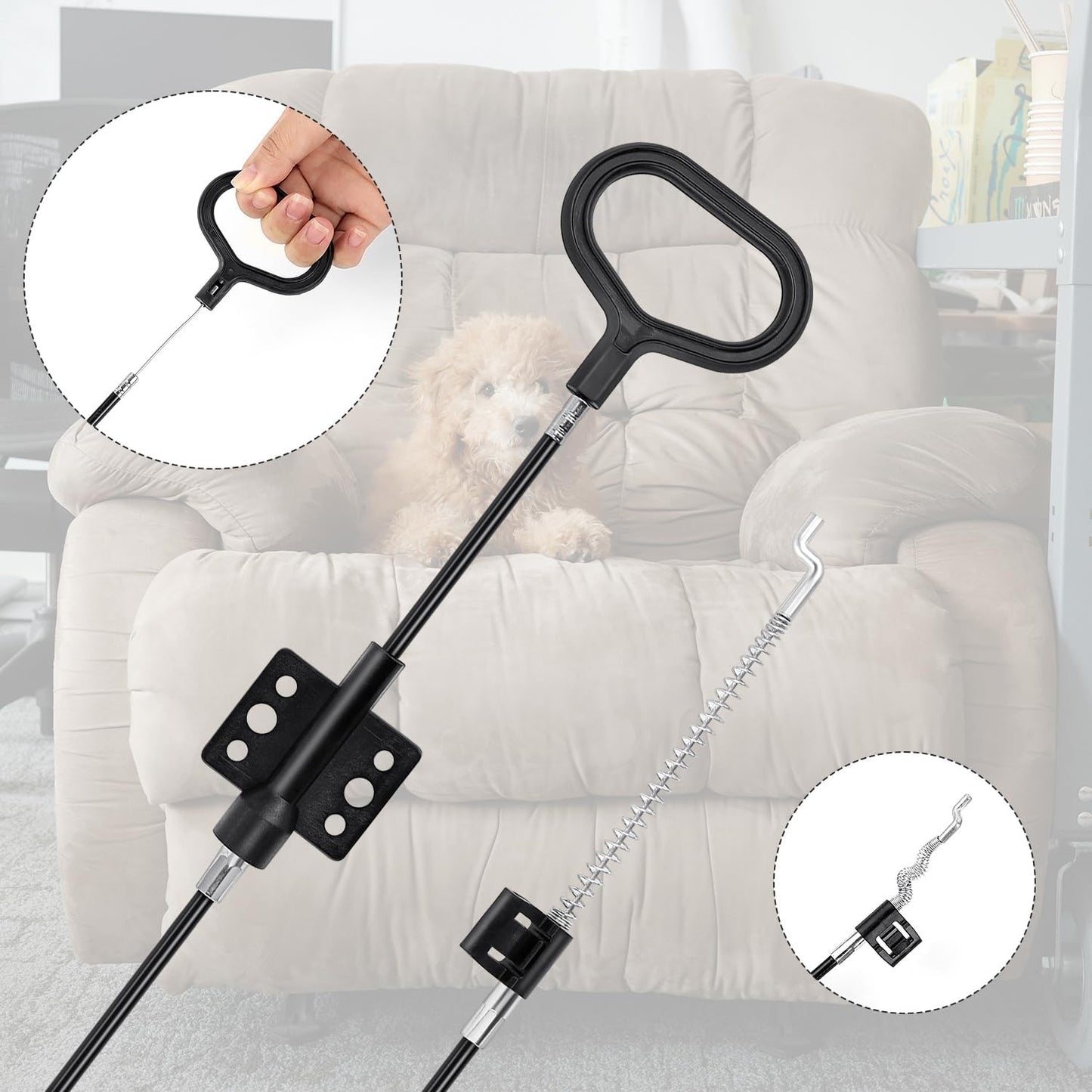 yuntop Sofa Recliner Cables Sofa and Reclined Chair Replacement Part D Ring Couch Recliner Pull Handle with S Tip for Cable Total Length 36.5 Inch Exposed Length 5Inch (1 Pack Black)