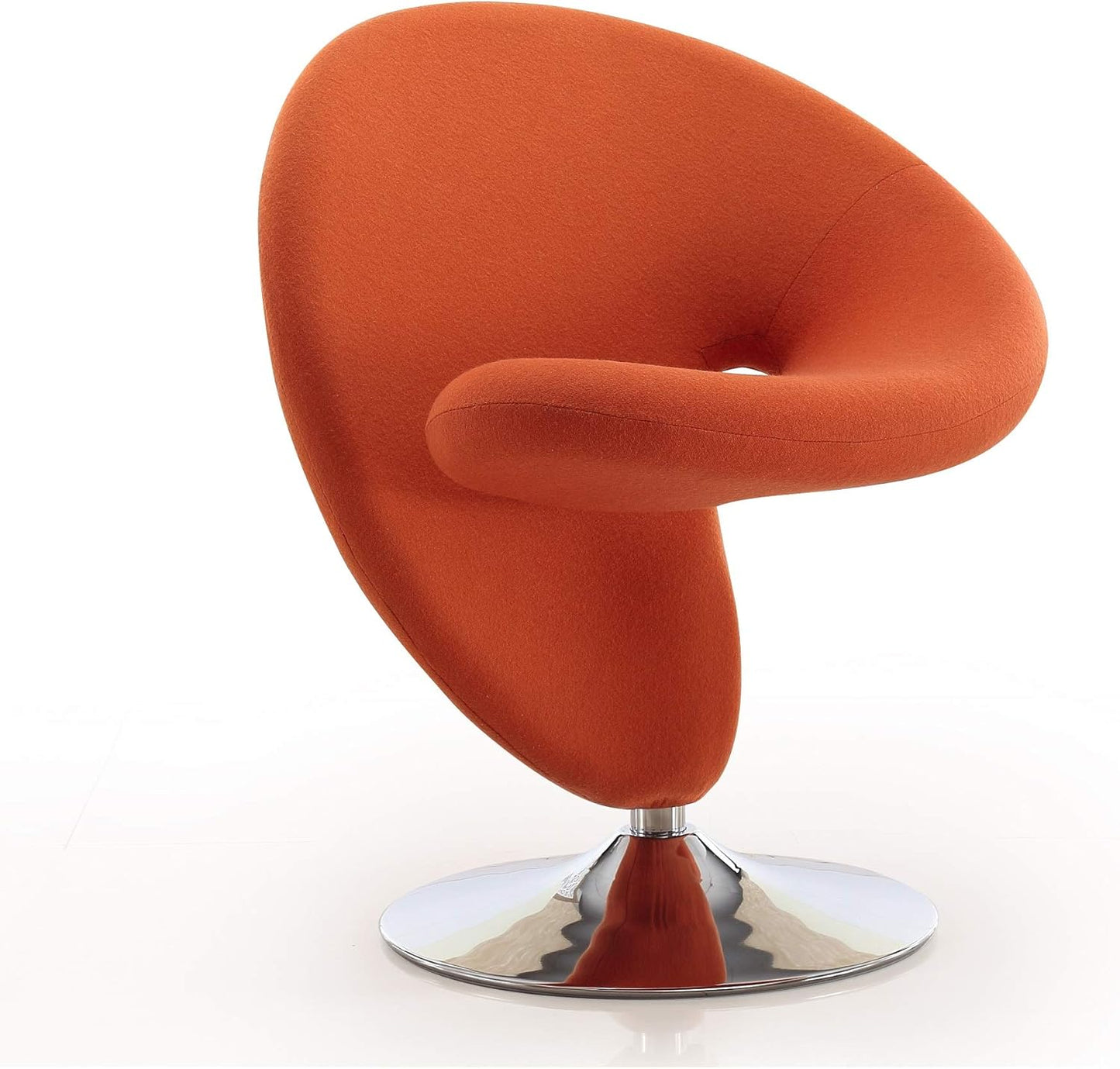 Manhattan Comfort Curl Swivel Accent Chair Set of 2 with 360° Turn, Fully Assembled, Wool Blend Upholstery, Modern Ergonomic Design with Polished Chrome Base, Living Room & Office, Set of 2, Orange