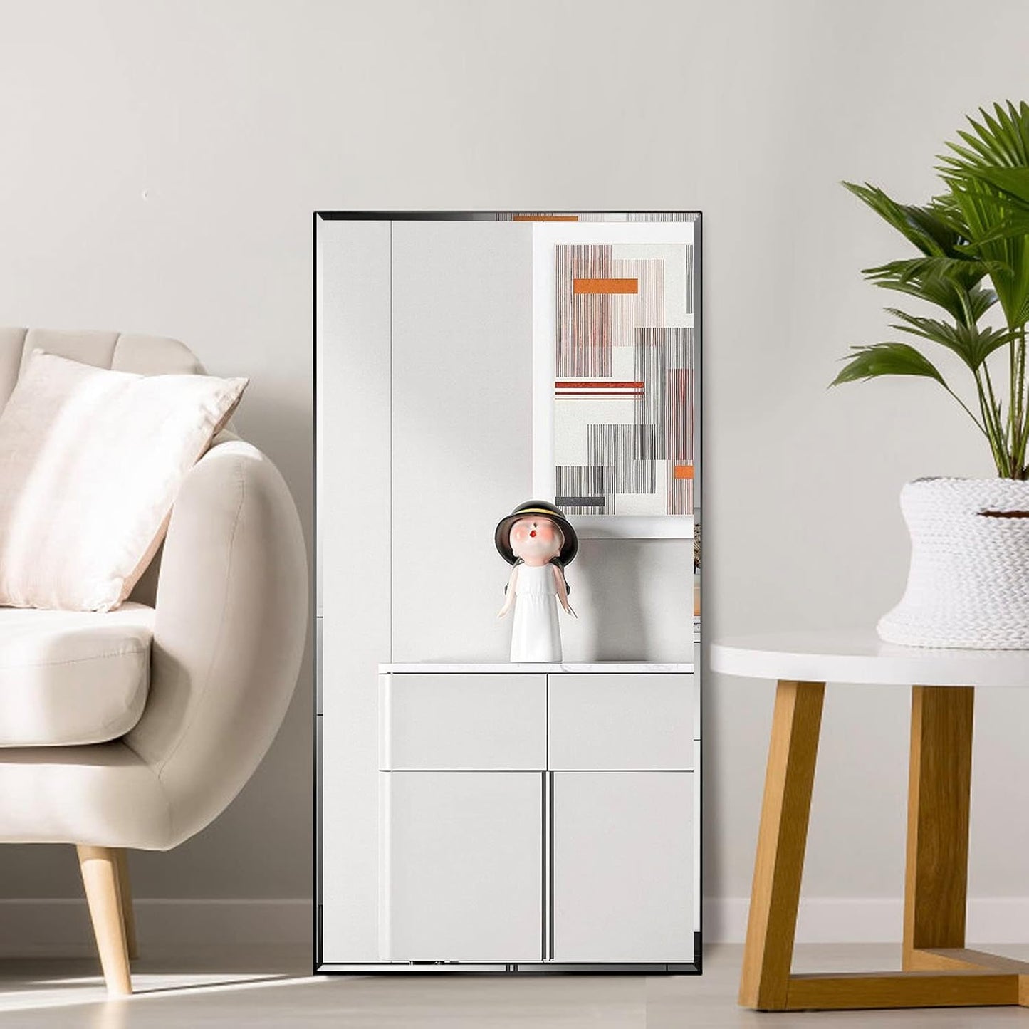 24x40 Inch Black Mirror with Beveled Trim, Aluminum Frame Bathroom Vanity Mirror, Copper-Free Mirror, Rectangle Wall Mounted Mirror, Modern Rectangular Mirror Horizontal or Vertical