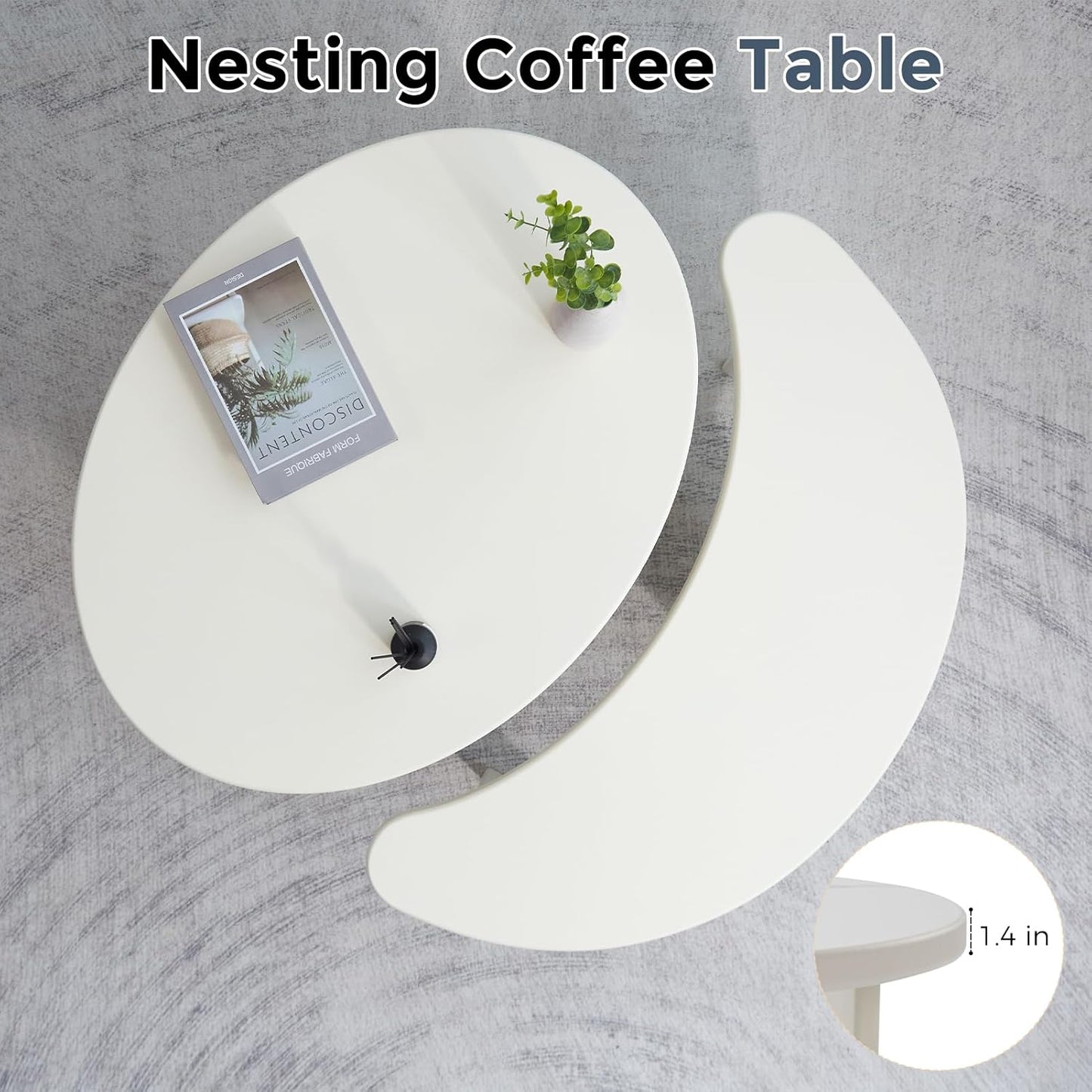 Coffee Table Set of 2, Modern Nesting Tables for Living Room, Accent Table