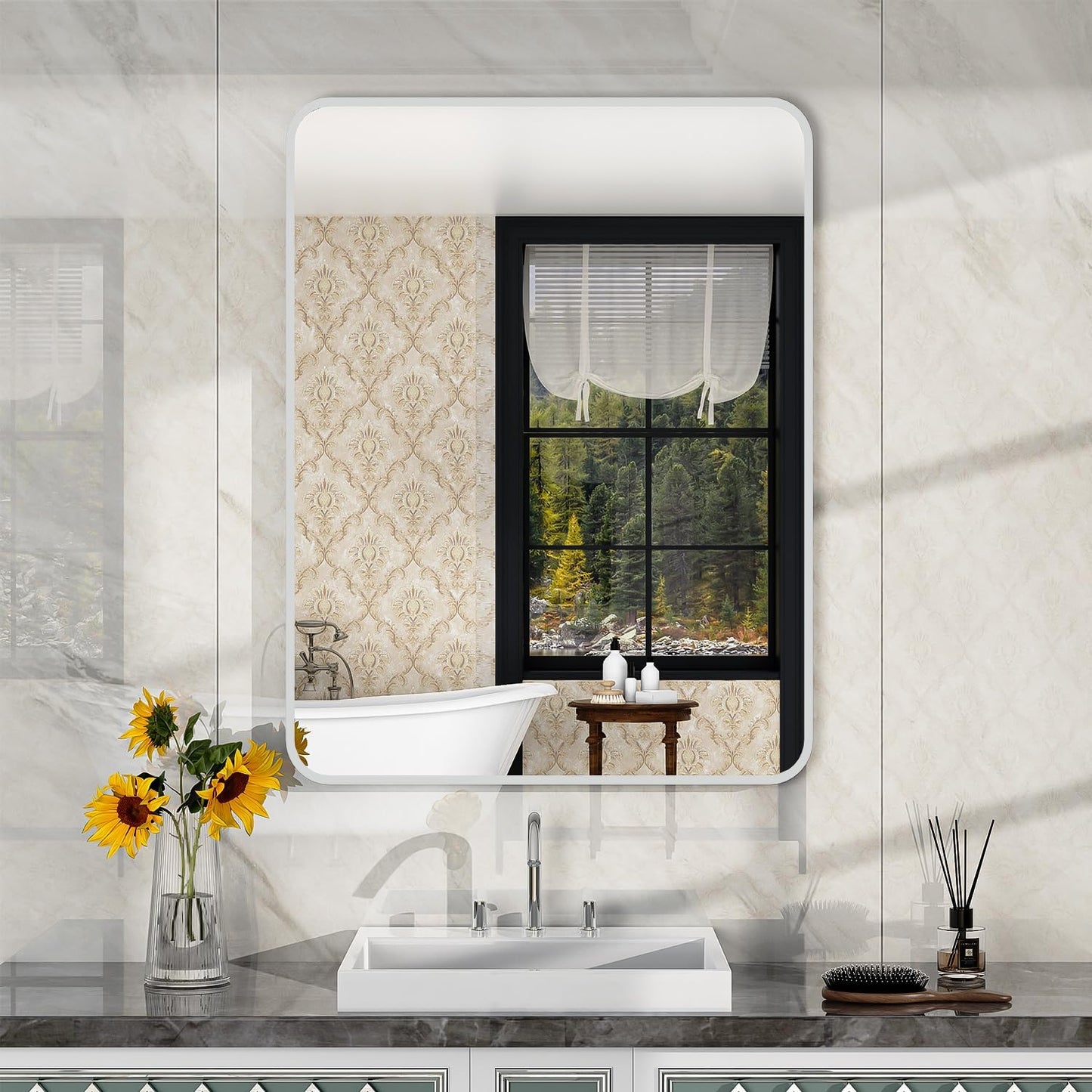 24x30 Inch Bathroom Medicine Cabinet with Mirror Metal Framed Recessed or Wall Mounted Mirrored Medicine Cabinets for Bathroom Brushed Silver