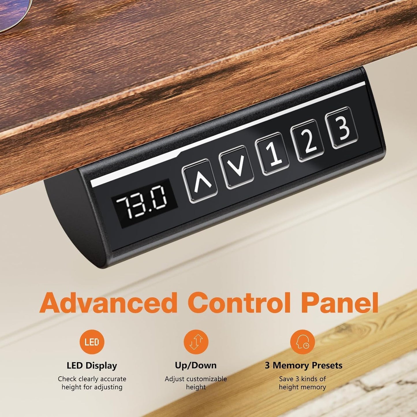 Standing Desk Adjustable Height, 63 x 24 in Electric Sit Stand up Desk for Home Office, Ergonomic Workstation Computer Desk with Two-Piece Desktop, Sit Stand Office Desk, Vintage Brown