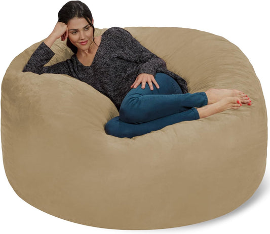 Chill Sack Bean Bag Chair: Giant 5' Memory Foam Furniture Bean Bag - Big Sofa with Soft Micro Fiber Cover - Camel